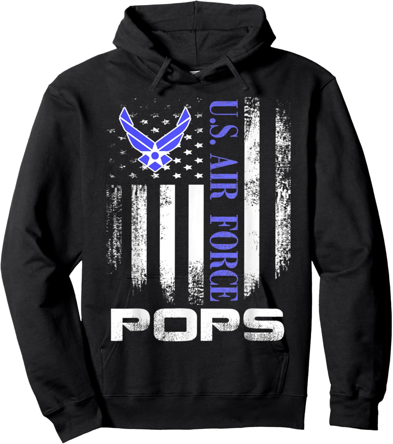 Vintage U.S. Air Force Pops With American Flag Women Kids Men Hoodie - Hoodie | Black