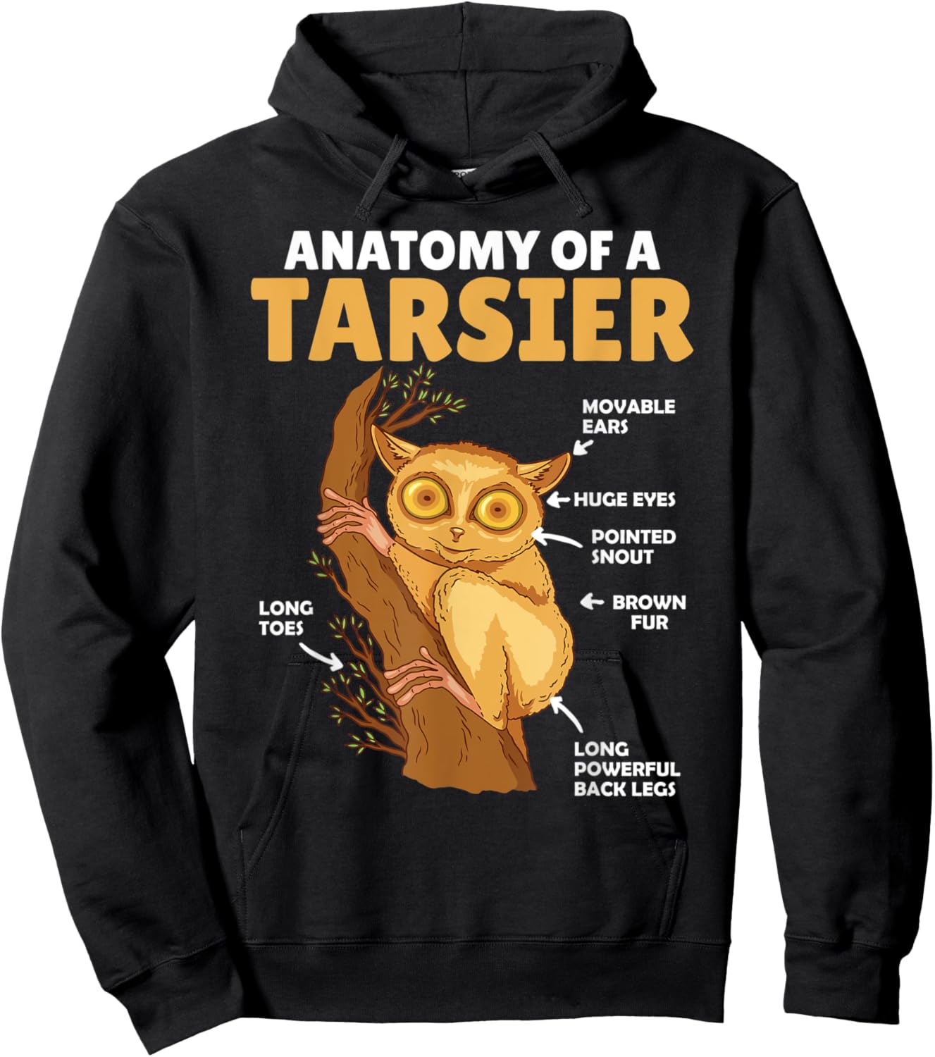 Cute Tarsier Anatomy Of A Tarsier Explanation Hoodie - Hoodie | Black