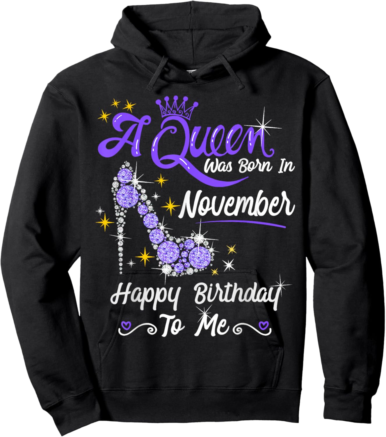 A Queen was Born in November Queen Birthday Shirt Hoodie - Hoodie | Black