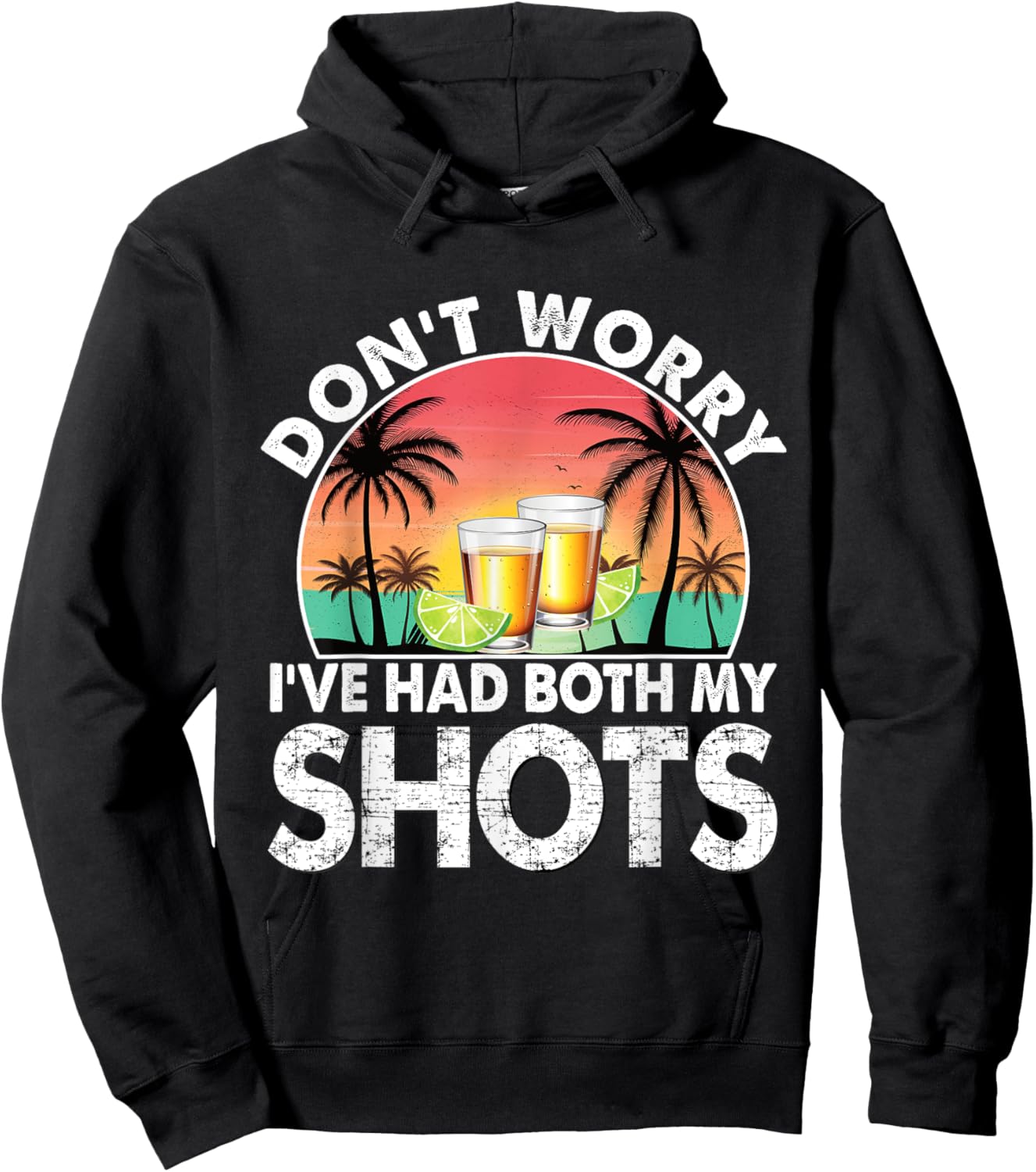 Don't worry I've had both my shots Funny Graphic Plus Size Hoodie - Hoodie | Black