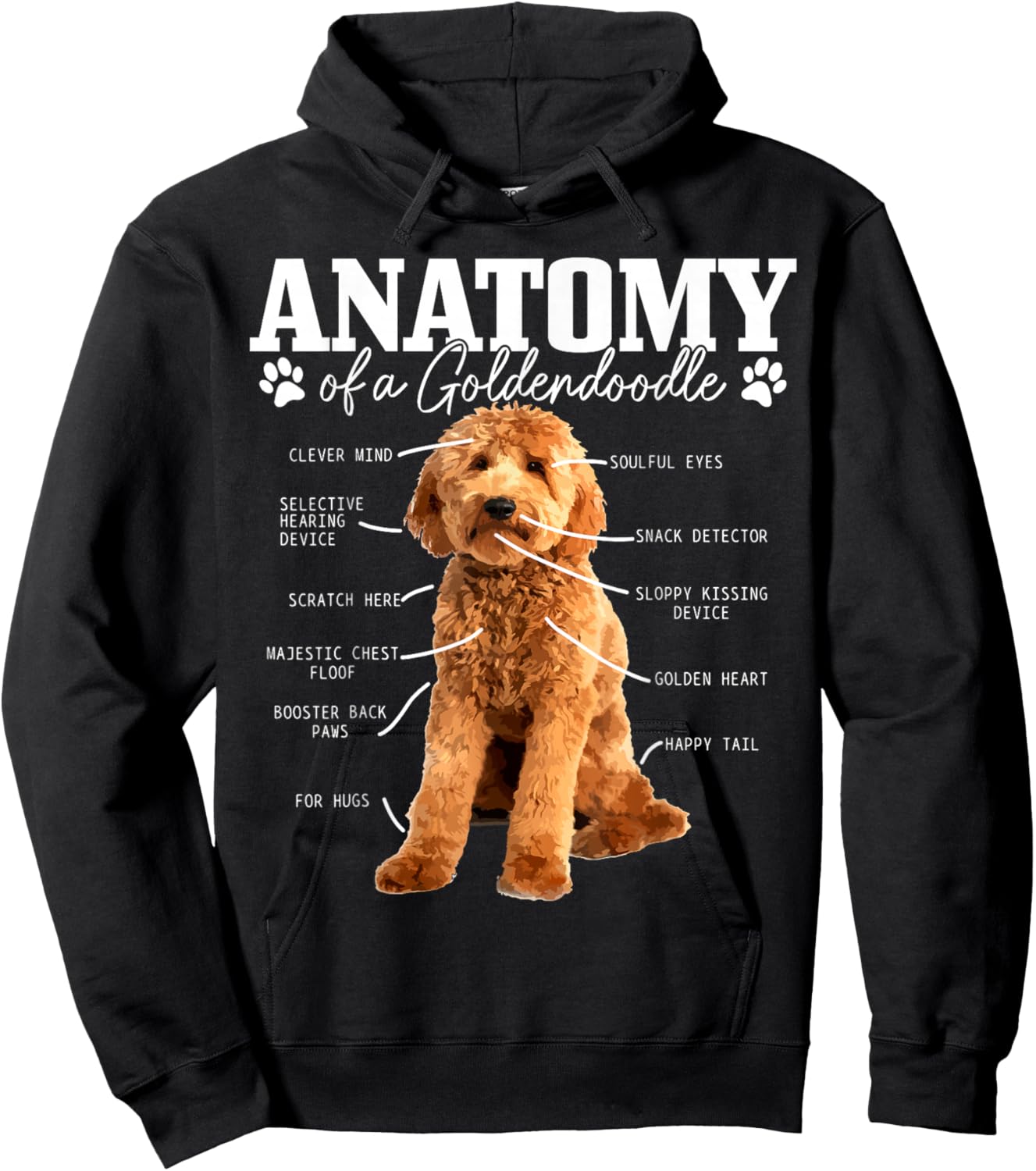 Anatomy of A Goldendoodle Funny Cute Dog Doodle Mom Dad Hoodie - Hoodie | Black