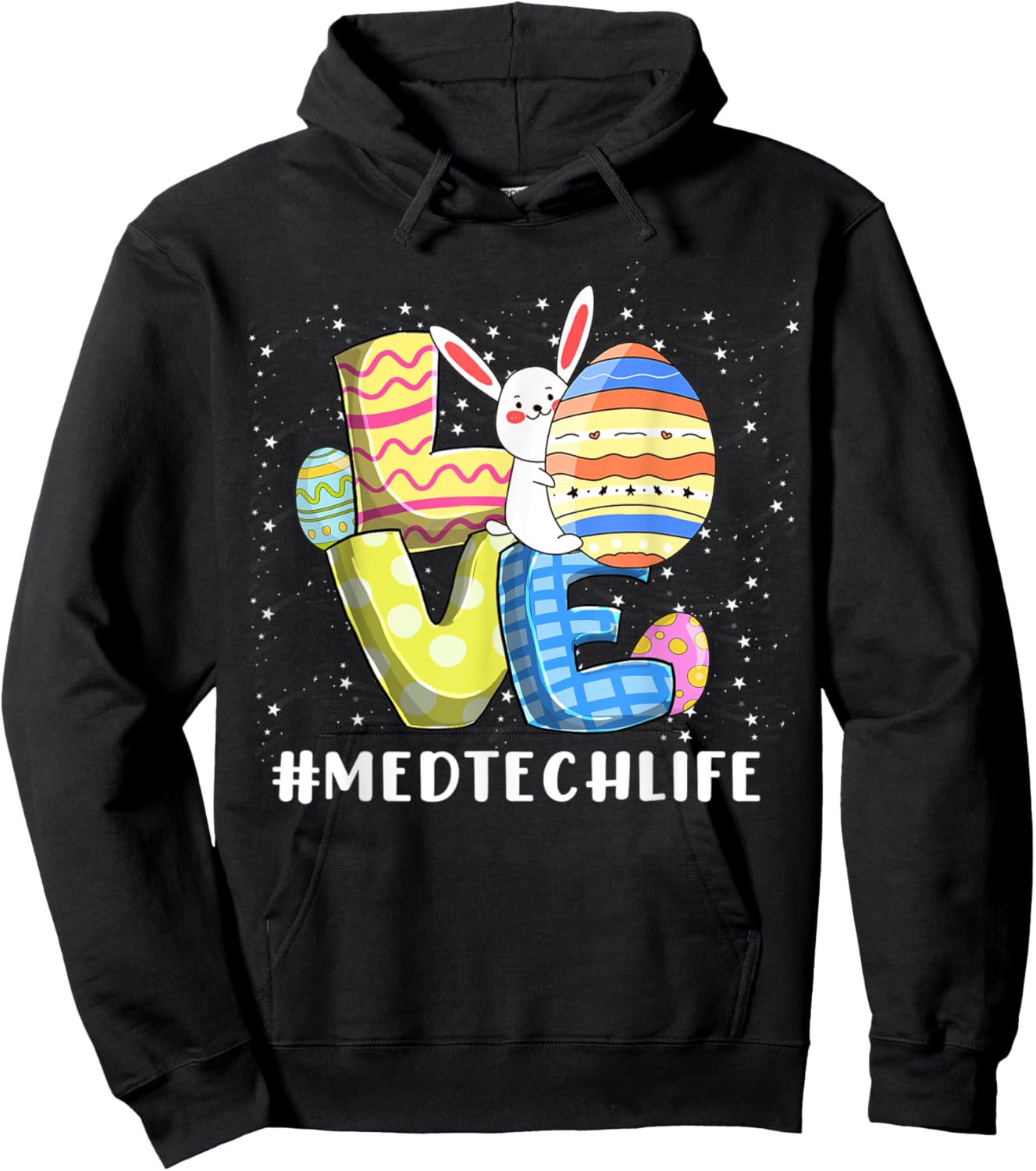 Cute MED TECH LIFE Love Easter Day Bunnies Cute Rabbit Eggs Hoodie - Hoodie | Black