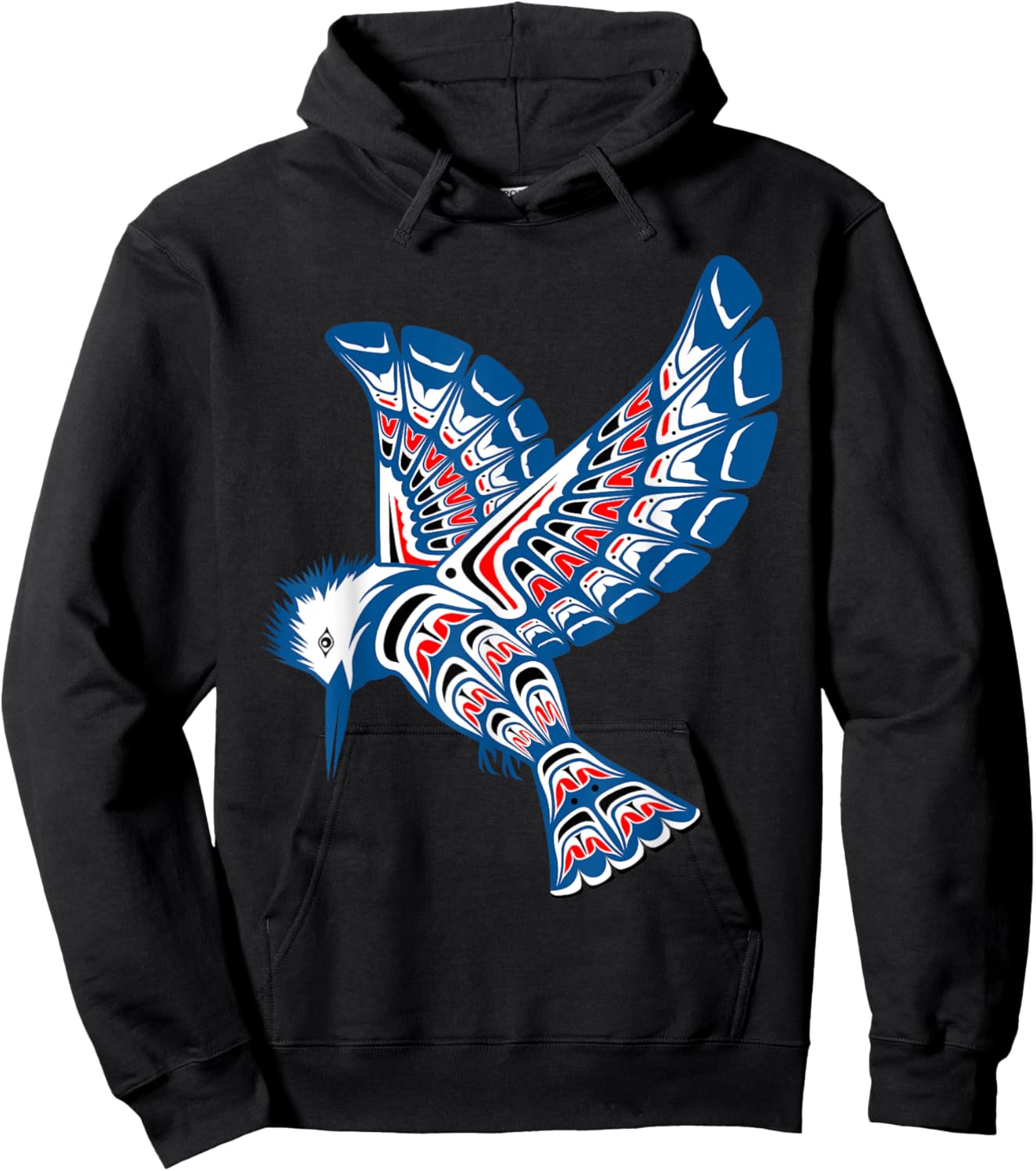 Native American Style Art Kingfisher Pacific Northwest Hoodie - Hoodie | Black