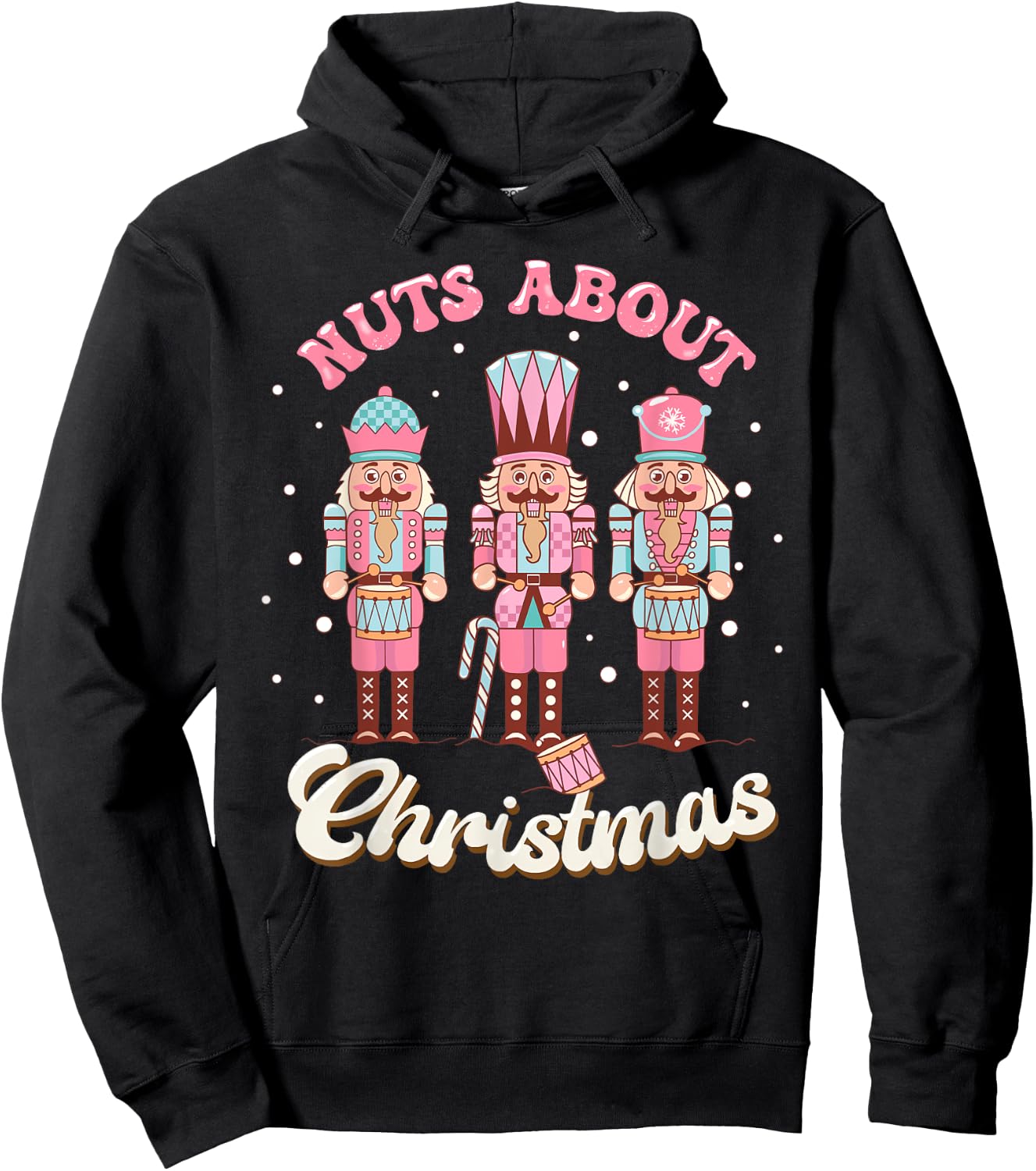 Groovy Retro Nuts About Christmas Holiday Xmas Nutcracker Hoodie - Hoodie | Black