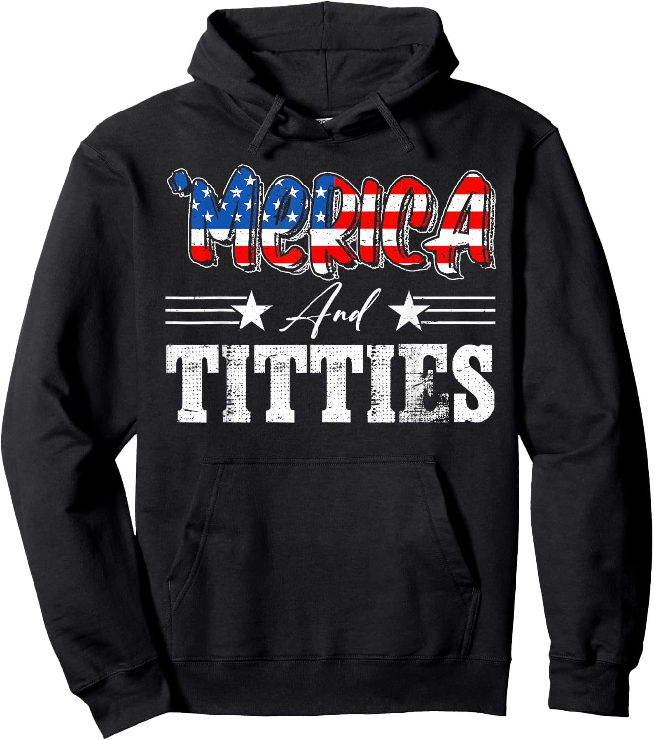Merica And Titties American Flag 4th Of July Indepedence Day Women Men Hoodie - Hoodie | Black