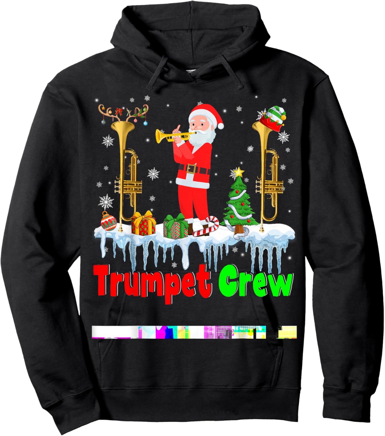 Trumpet Crew Santa Playing Trumpet Musical Instruments Hoodie - Hoodie | Black