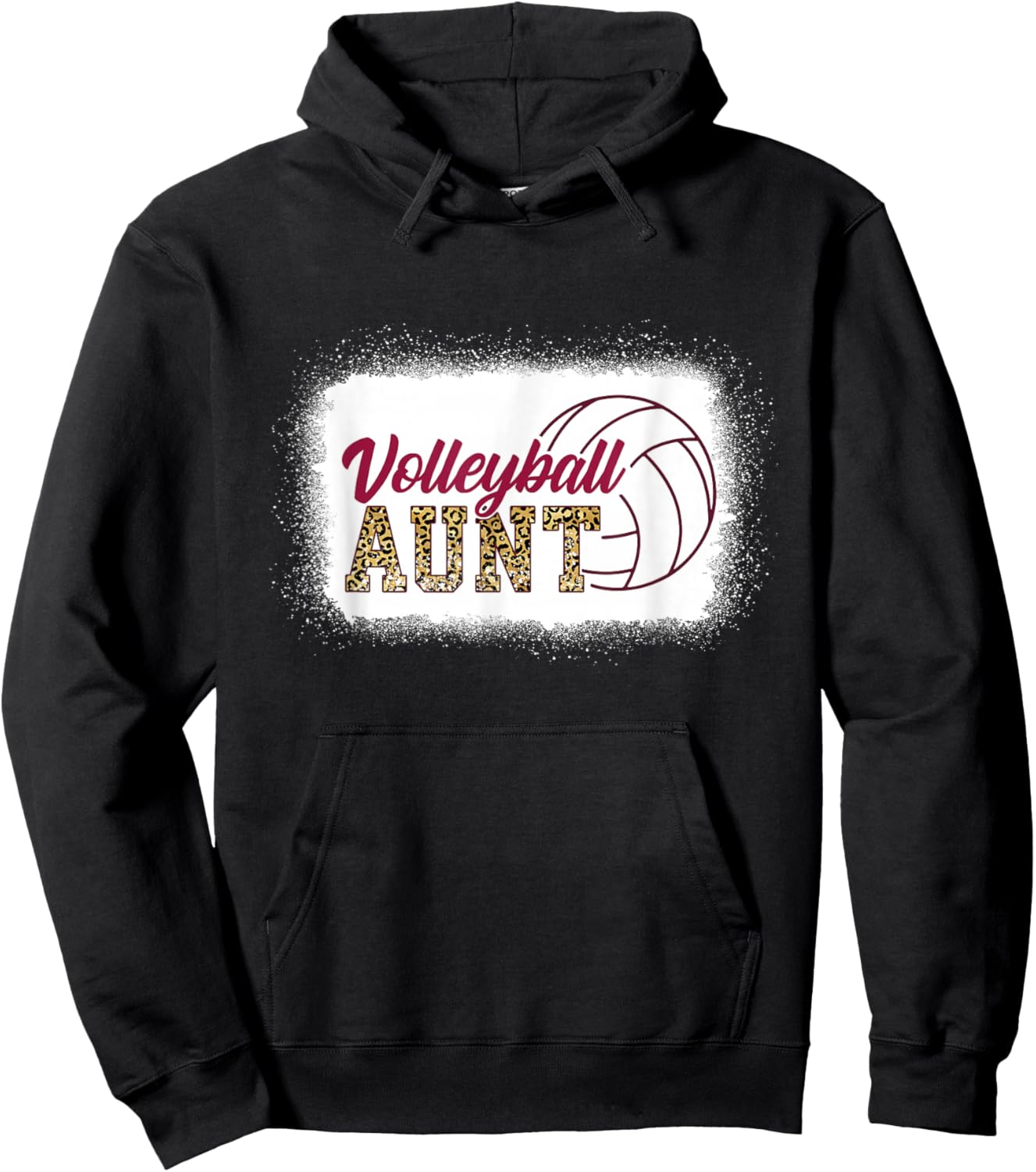 Aunt Life Volleyball Bleached Leopard Auntie Hoodie - Hoodie | Black