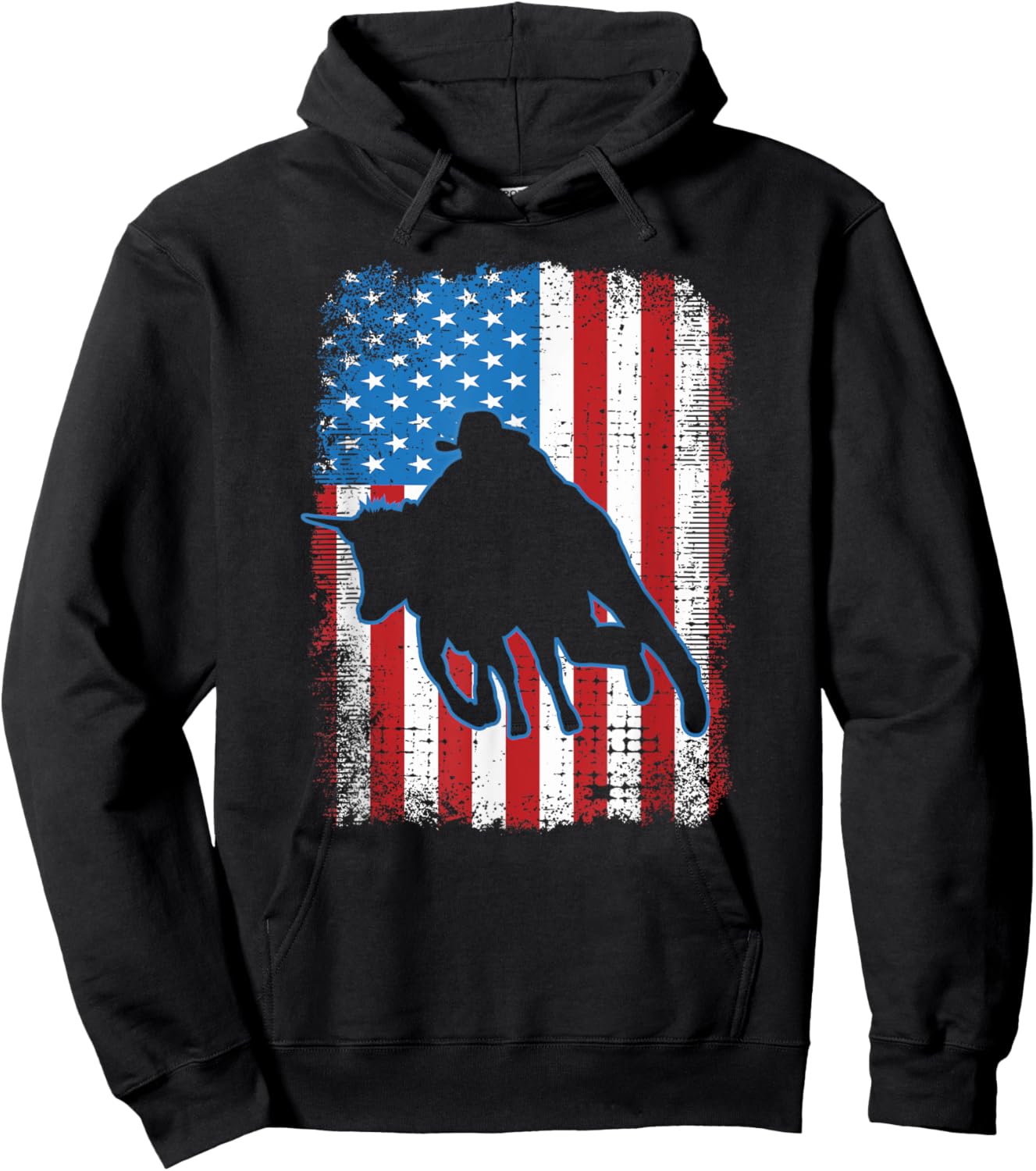 Steer Wrestling USA Flag Roping Rodeo Event Chute Dogging Hoodie - Hoodie | Black