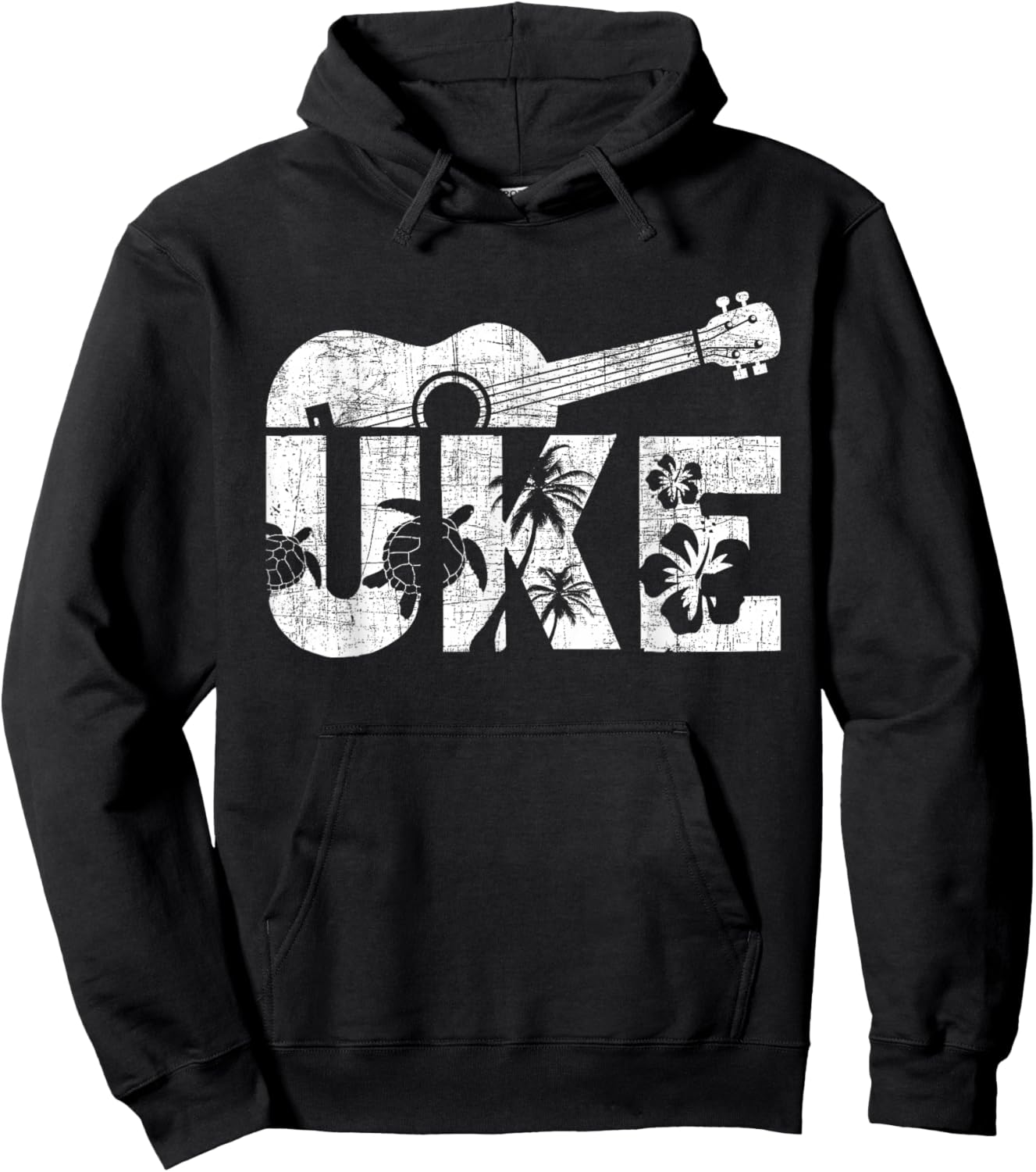 Uke - Ukulele Player Ukulelist Music Guitarist Small Hoodie - Hoodie | Black