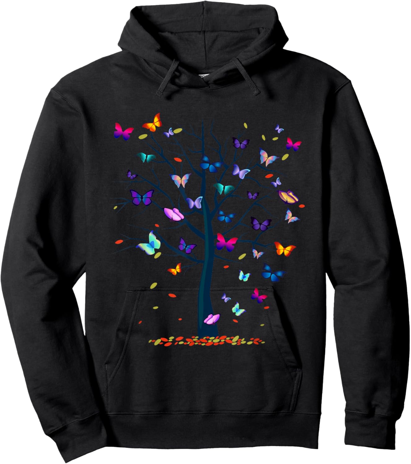 A & E C Butterfly Tree Beautiful Women's Black Butterfly Graphic Hoodie - Hoodie | Black
