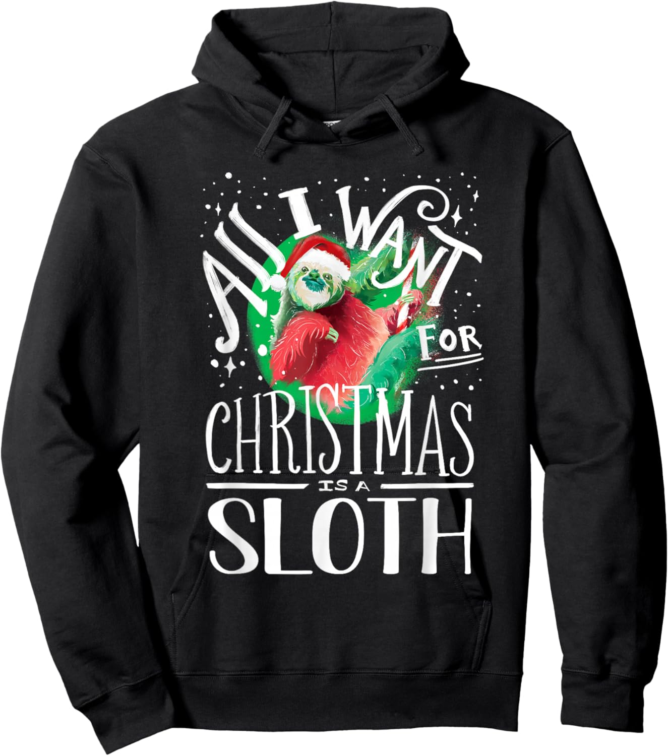 Sloth Christmas Santa Hat Xmas Sloth Lover Hoodie - Hoodie | Black