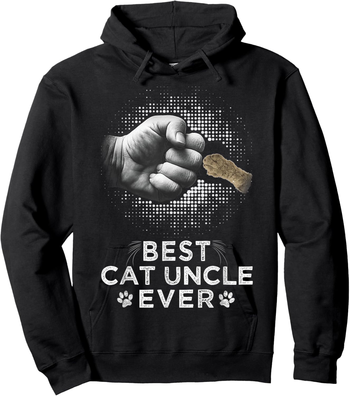 Best Cat Uncle Ever Uncle & Kitten Paw Fist Bump Cool Art Hoodie - Hoodie | Black