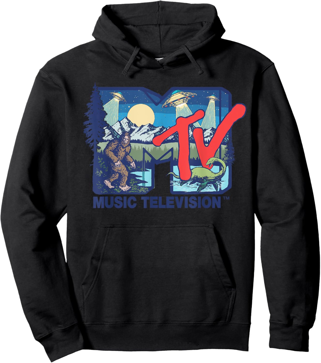 Mademark x MTV - Cryptid MTV Logo Featuring Bigfoot, UFO, Aliens & Nessie Hoodie - Hoodie | Black