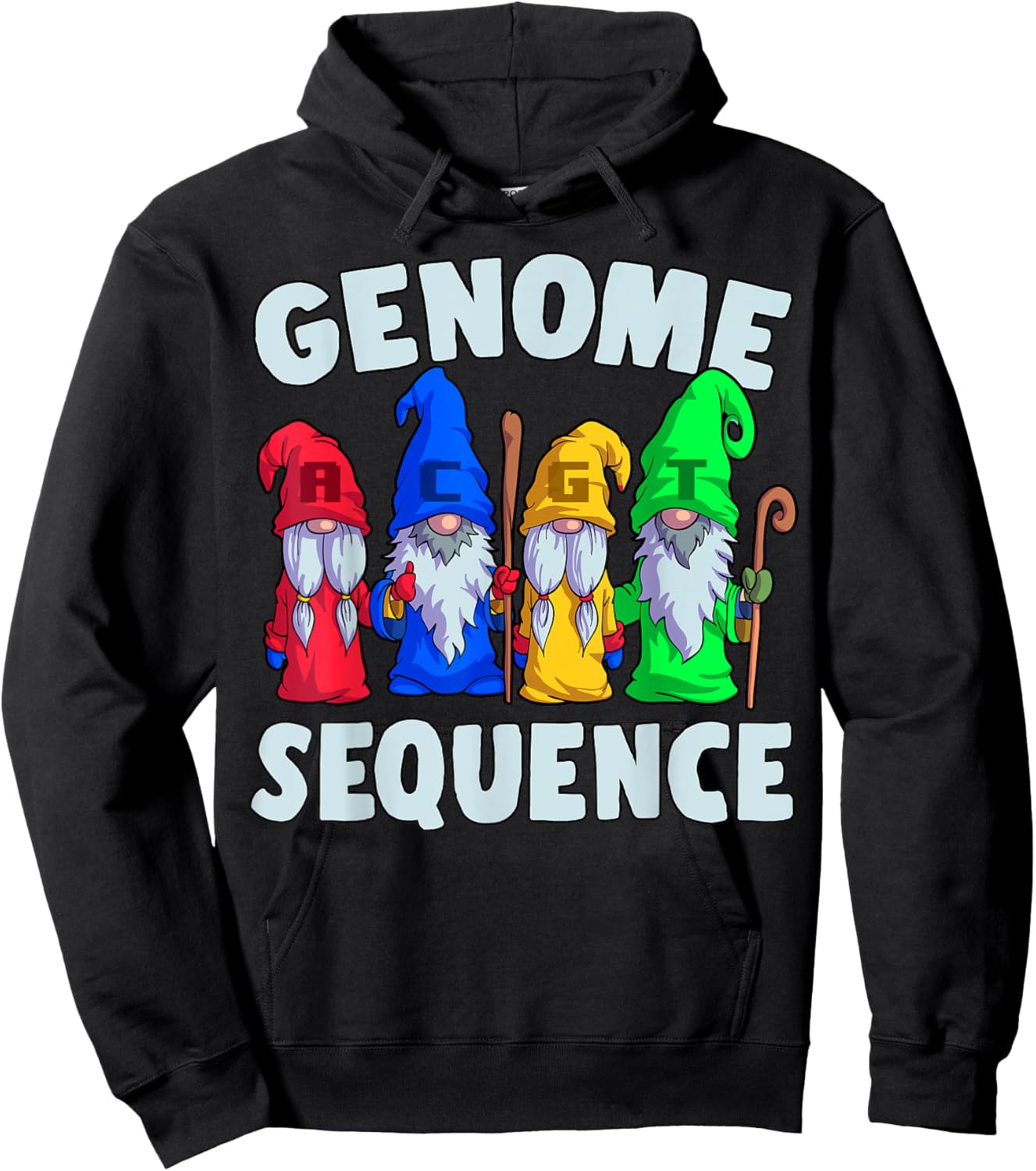 Genome Sequence Funny Gnome Biology Physics Science Pun Hoodie - Hoodie | Black