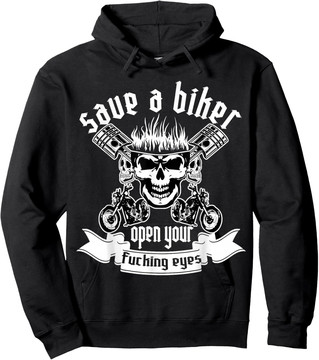 Save A Biker Open Your Fucking Eyes for Motorcycle Lovers Hoodie - Hoodie | Black