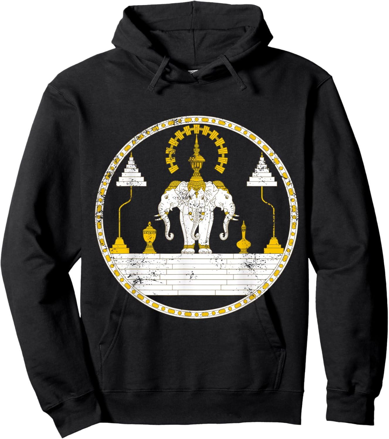 Laos Erawan Three Headed Elephant Kingdom of Laos Hoodie - Hoodie | Black