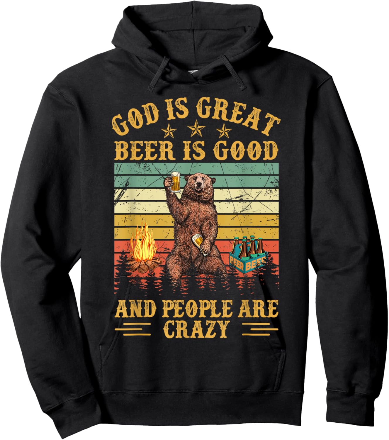 God Is Great Beer Is Good And People Are Crazy Hoodie - Hoodie | Black