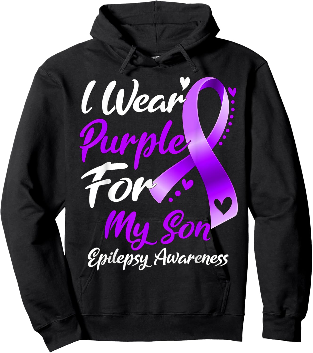 I Wear Purple For My Son Epilepsy Awareness Gifts Hoodie - Hoodie | Black