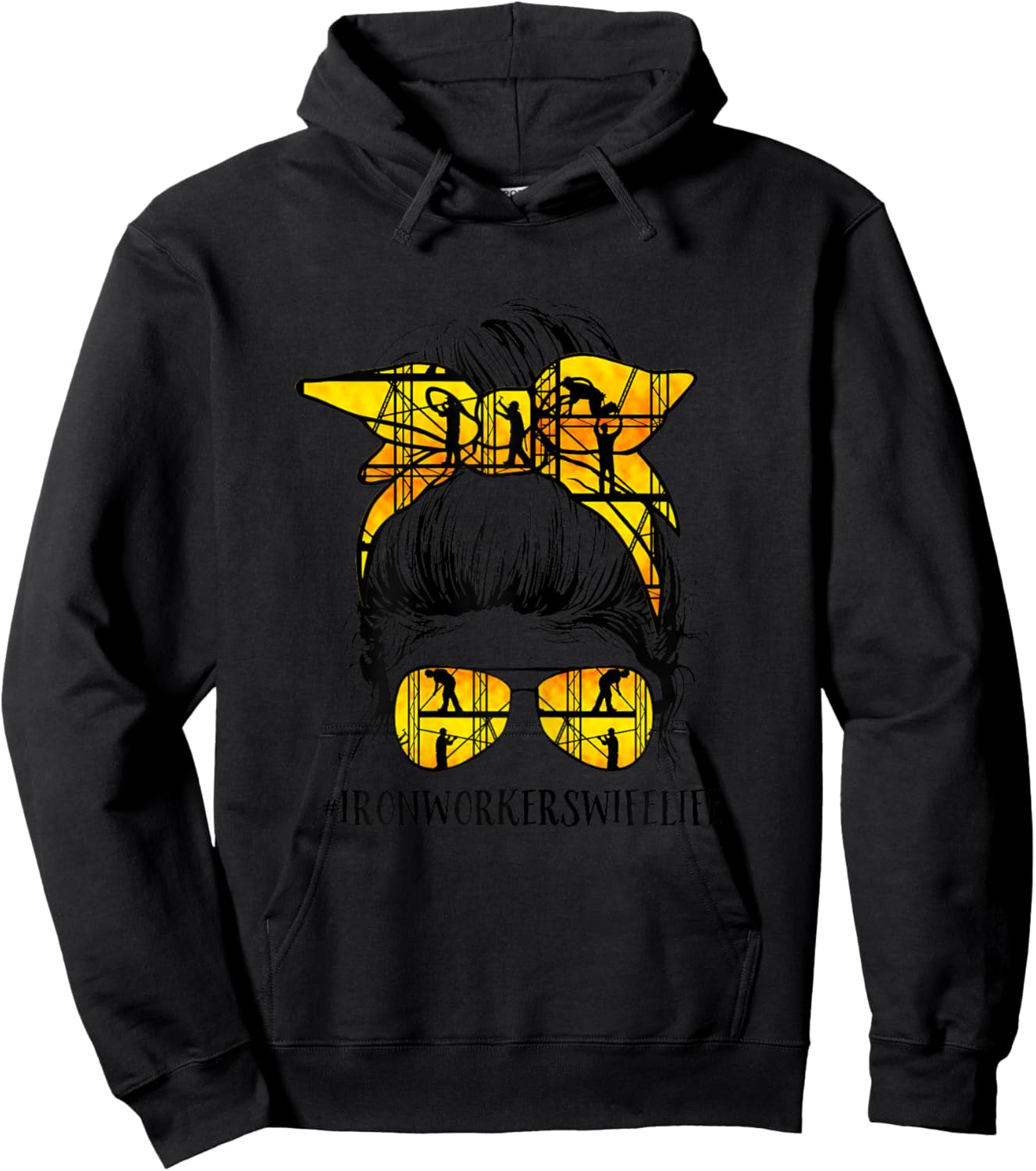 Pe5Z Iron Worker Wife Life Messy Bun Iron Worker Welder Hoodie - Hoodie | Black