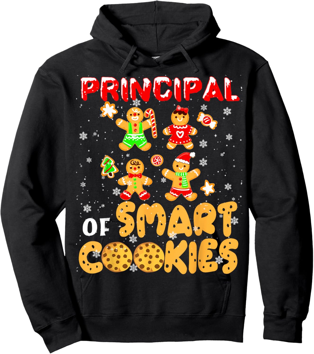 Principal Of Smart Cookies Gingerbread Man Principal Xmas Hoodie - Hoodie | Black