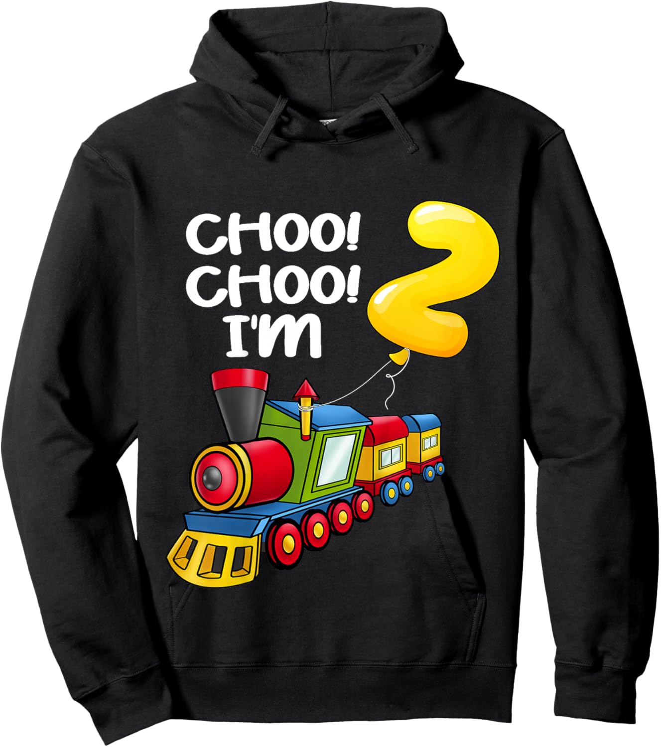 Kids Choo Choo I'm 2 Years Old Locomotive Boys Train 2nd Birthday Hoodie - Hoodie | Black