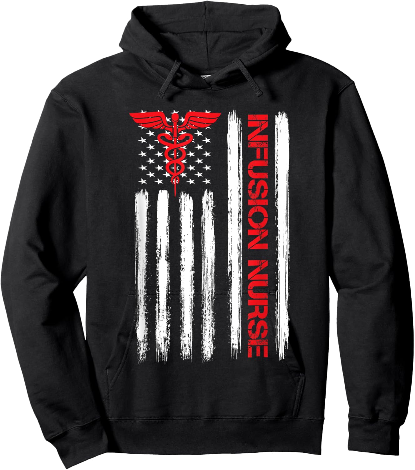 America Flag Infusion Nurse RN Chemotherapy Therapy Nurse Hoodie - Hoodie | Black