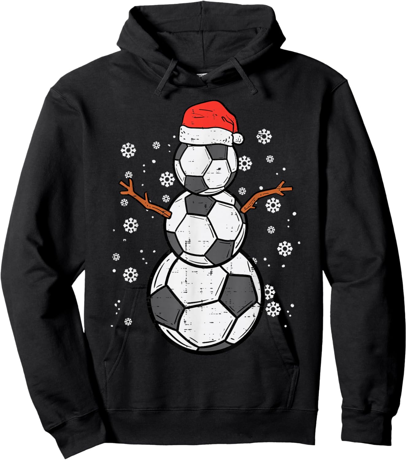 Soccer Snowman Xmas Christmas Sports Boys Girls Hoodie - Hoodie | Black