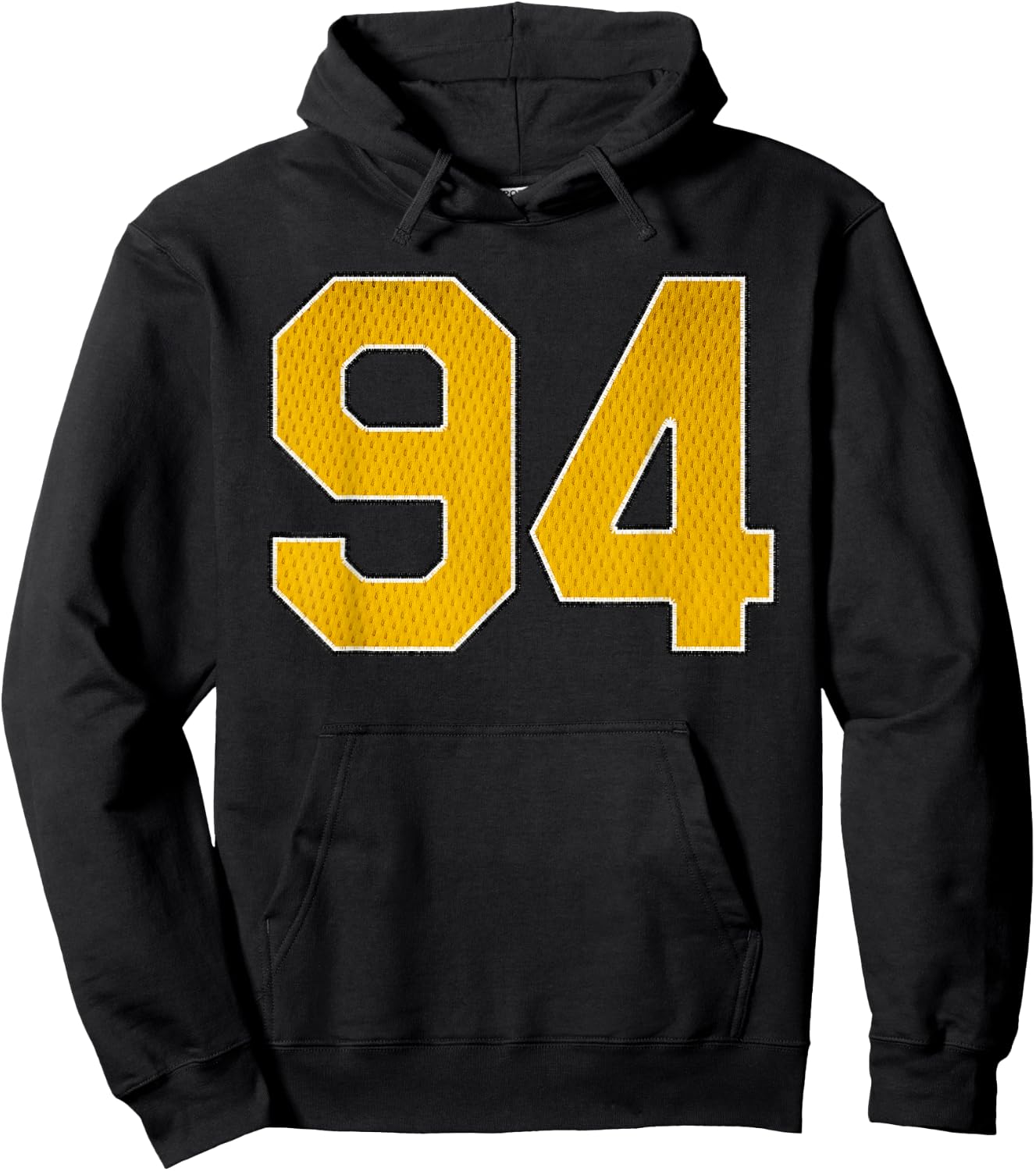 Gold Number 94 Athlete Sports Jersey Supporter Fanwear Hoodie - Hoodie | Black