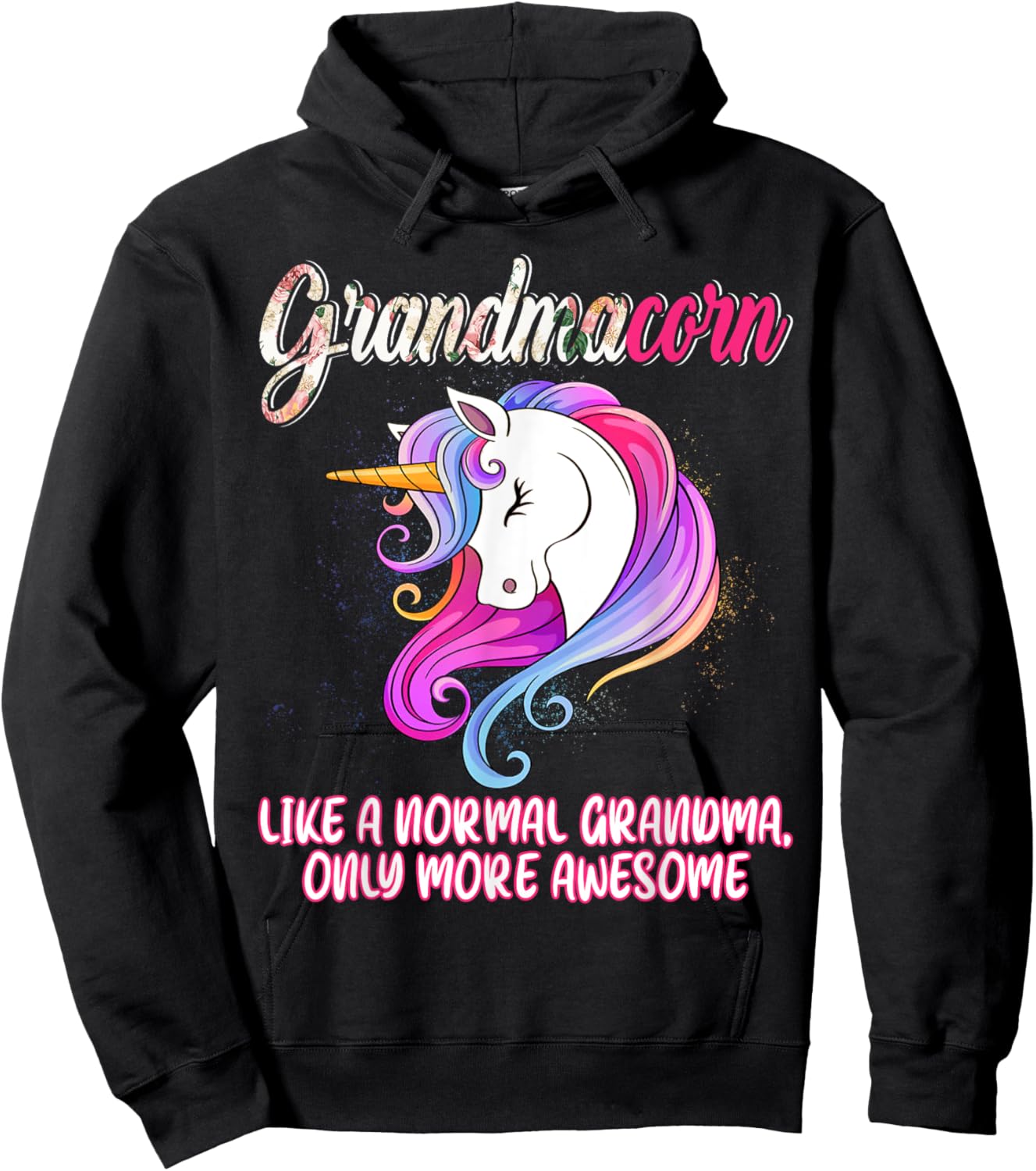 Grandmacorn Happy Mother's Day Unicorn Lover Proud Grandma Hoodie - Hoodie | Black