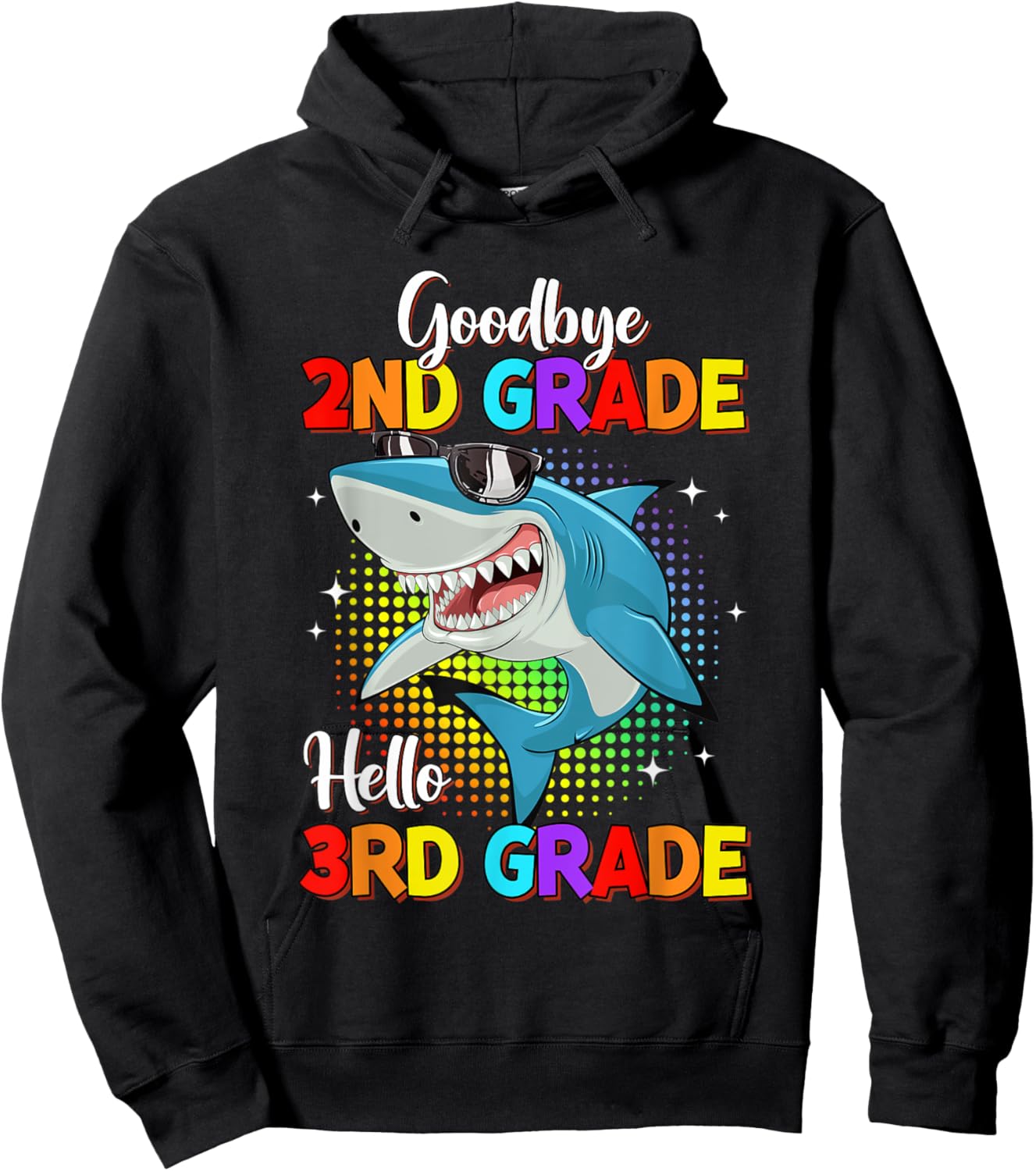 Goodbye 2nd Grade Hello 3rd Grade Funny Shark Kids Boys Hoodie - Hoodie | Black