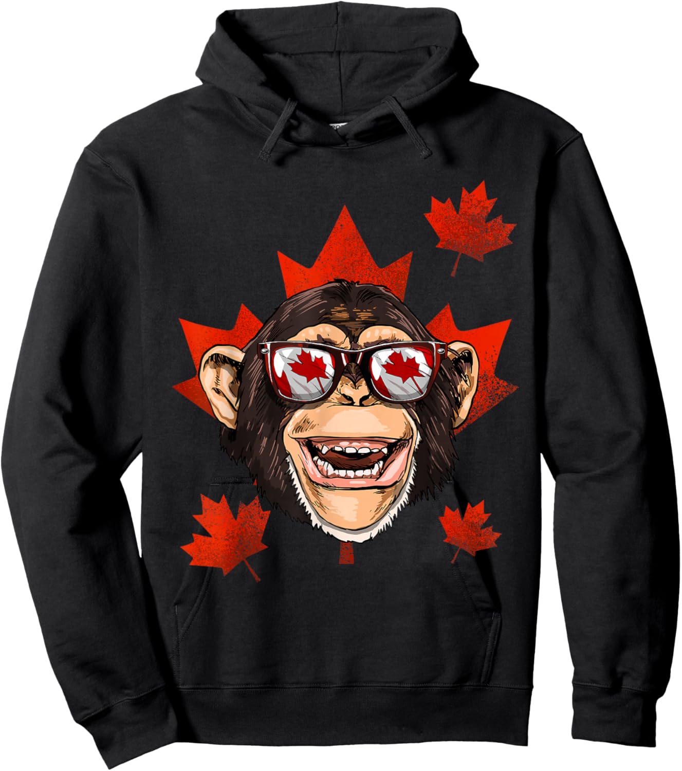 Canadian Monkey Maple Leaf Patriotic Canada Flag Hoodie - Hoodie | Black