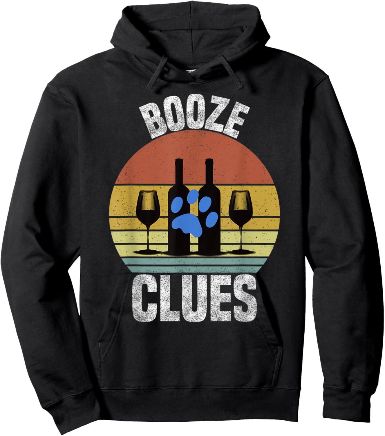 Booze Clues Funny Drinking Vintage Adult Humor Hoodie - Hoodie | Black
