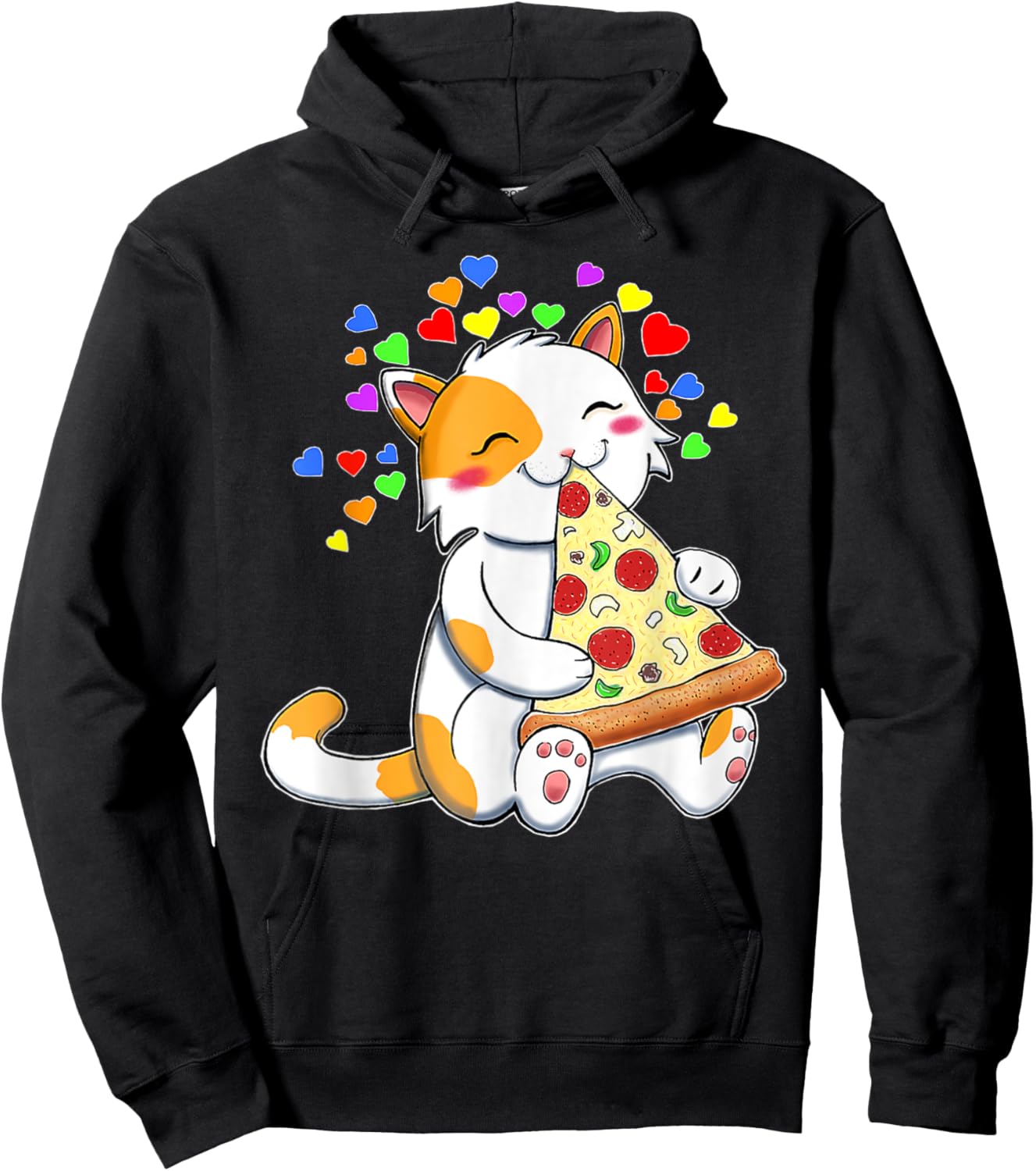 Funny Cats and Pizza Kitty Hearts Pet Lovers Hoodie - Hoodie | Black