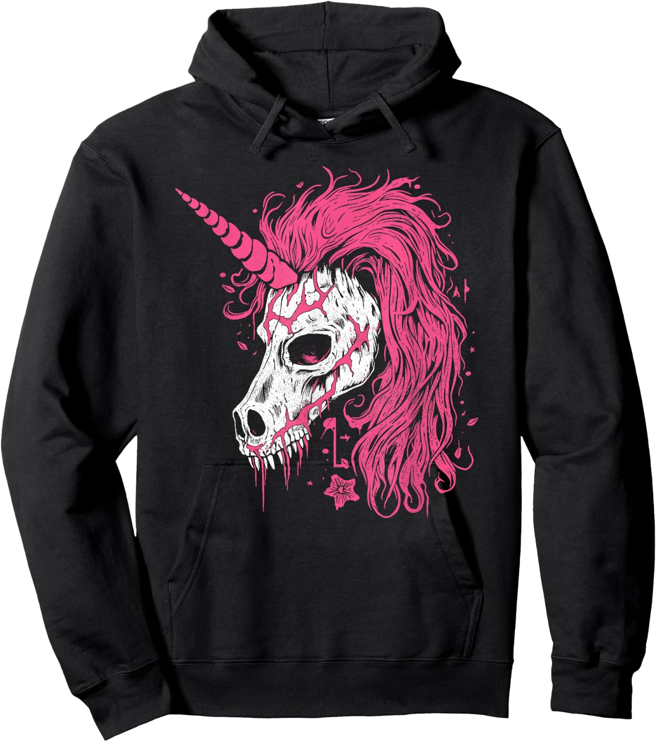 Awesome Unicorn Skeleton Skull Gothic Spooky Pink Halloween Hoodie - Hoodie | Black