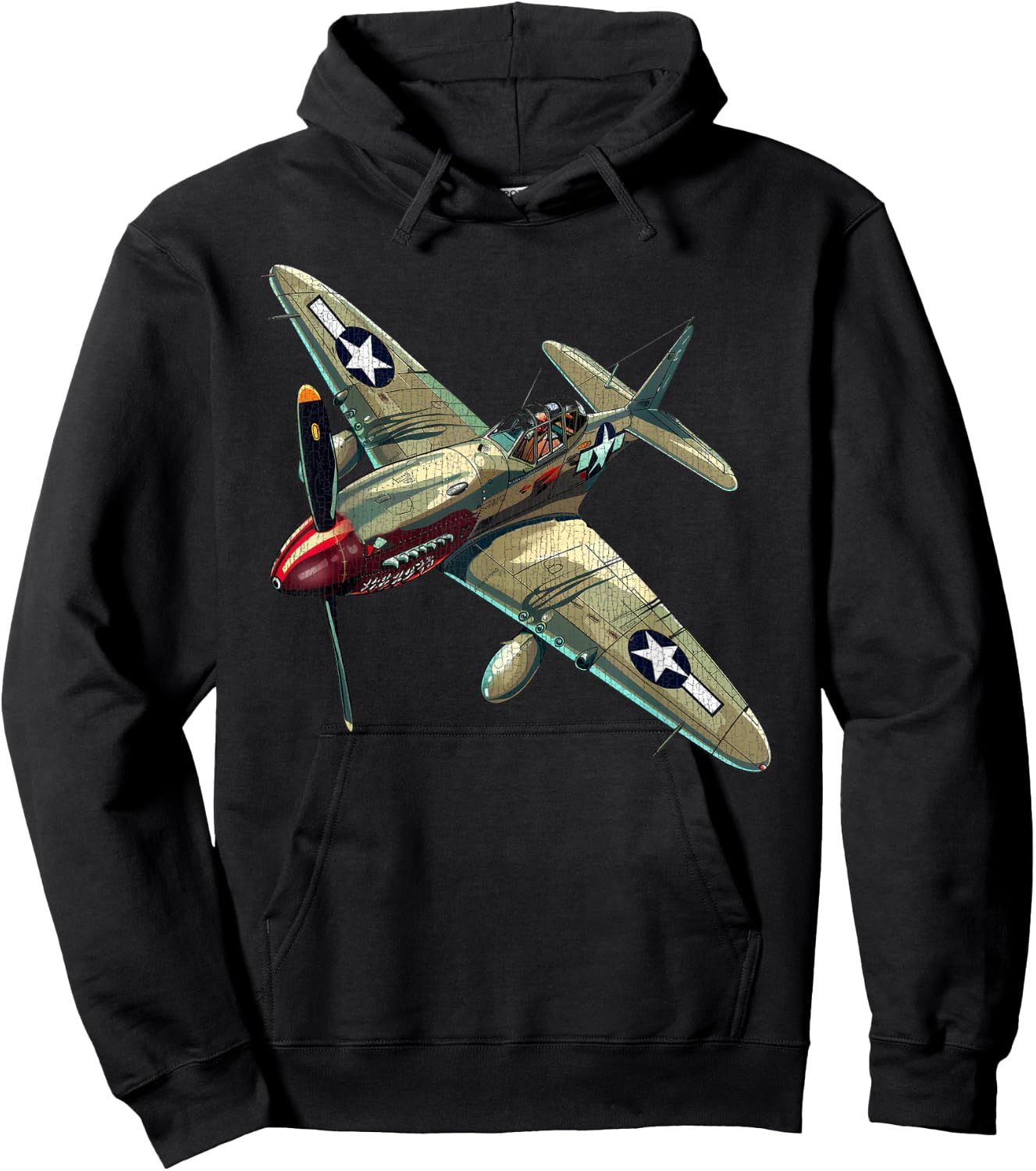 Military F&L Design Co. WW2 Warbirds P40 Warhawk Plane Aircraft Aviation Hobbyist , Small, Black Hoodie - Hoodie | Black