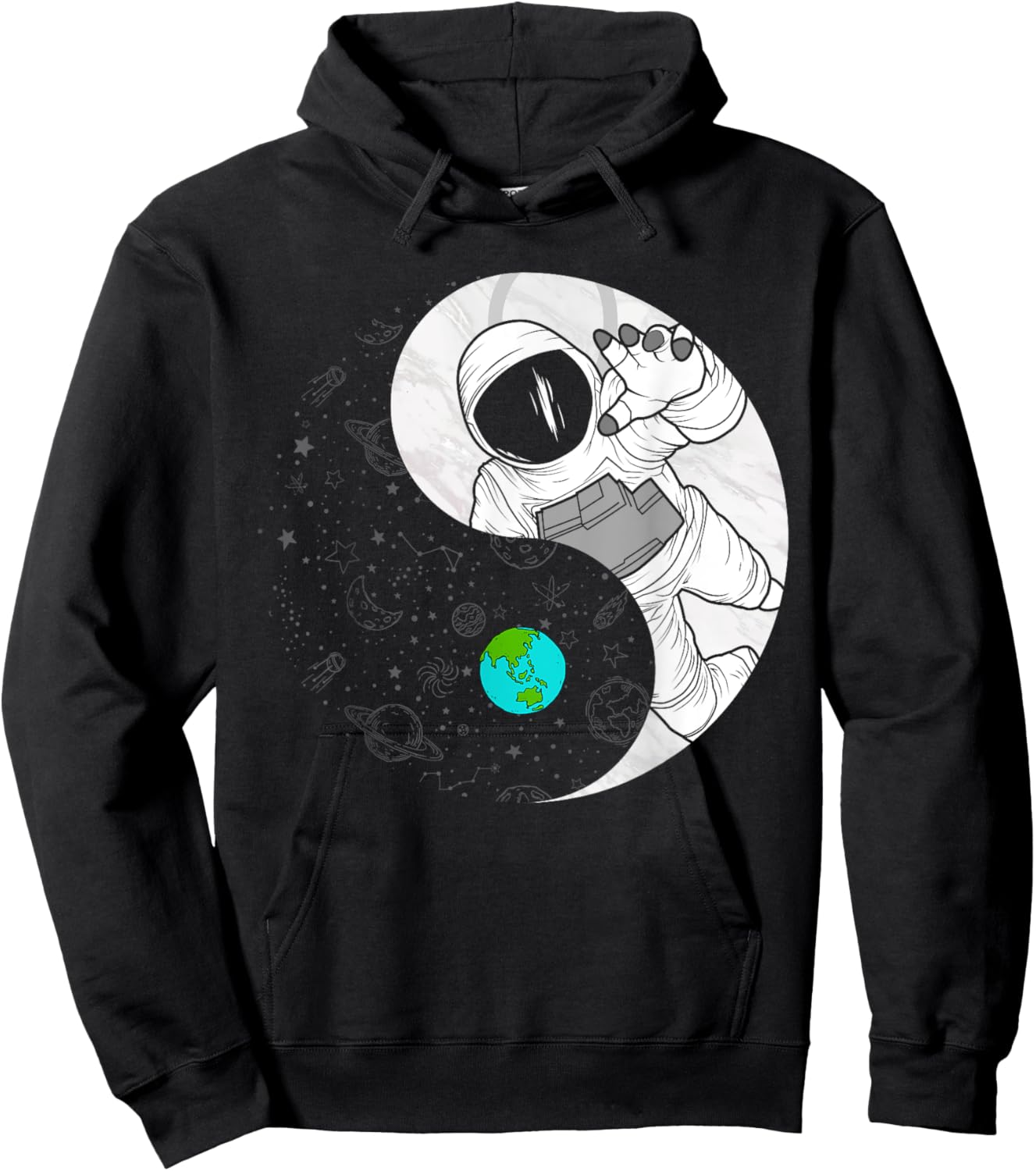 Outerspace Spaceflight aerospace engineering Yin and Yang Hoodie - Hoodie | Black