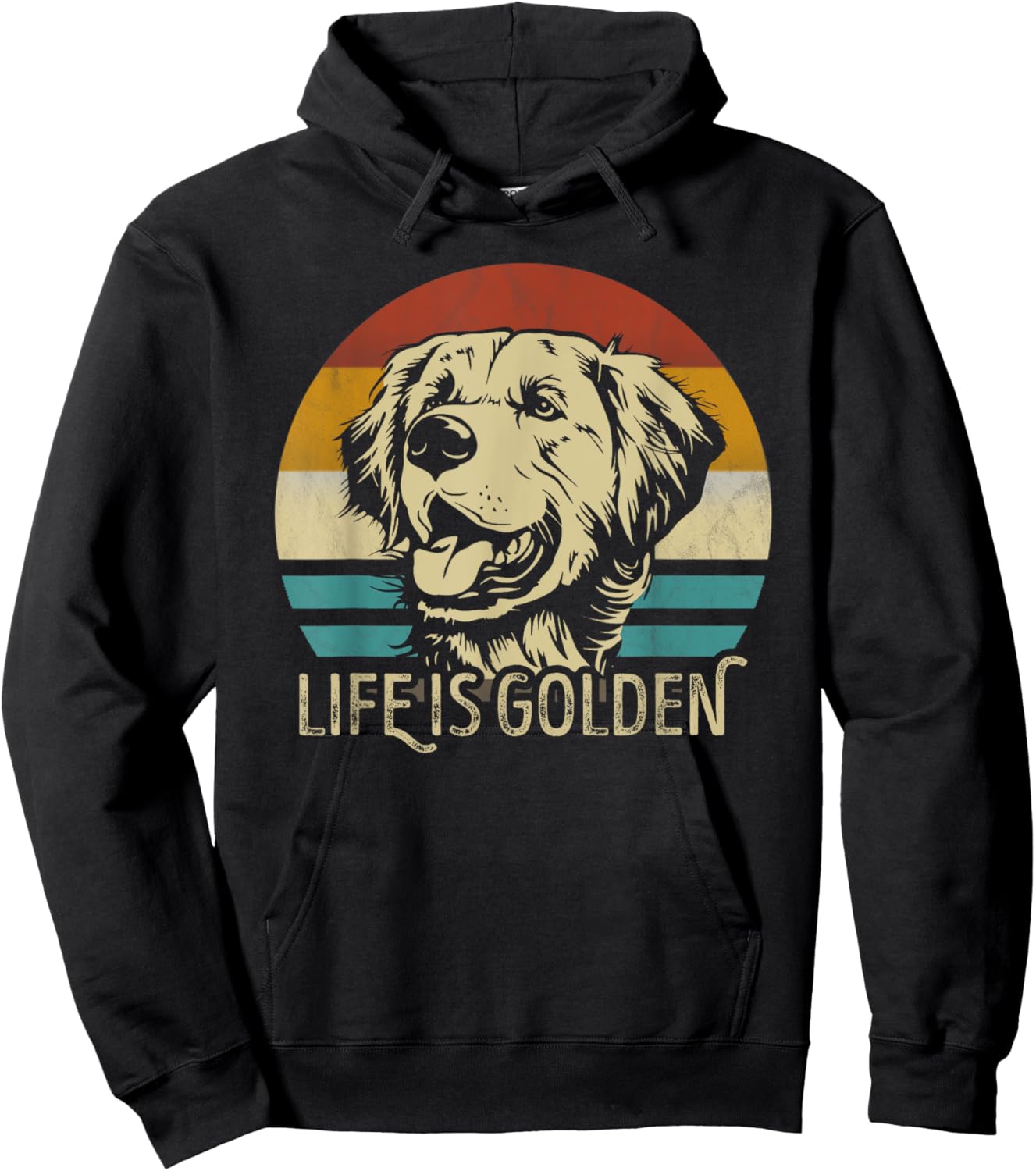 Golden Retriever Dog Life is golden retro vintage Women Girls Kids Hoodie - Hoodie | Black