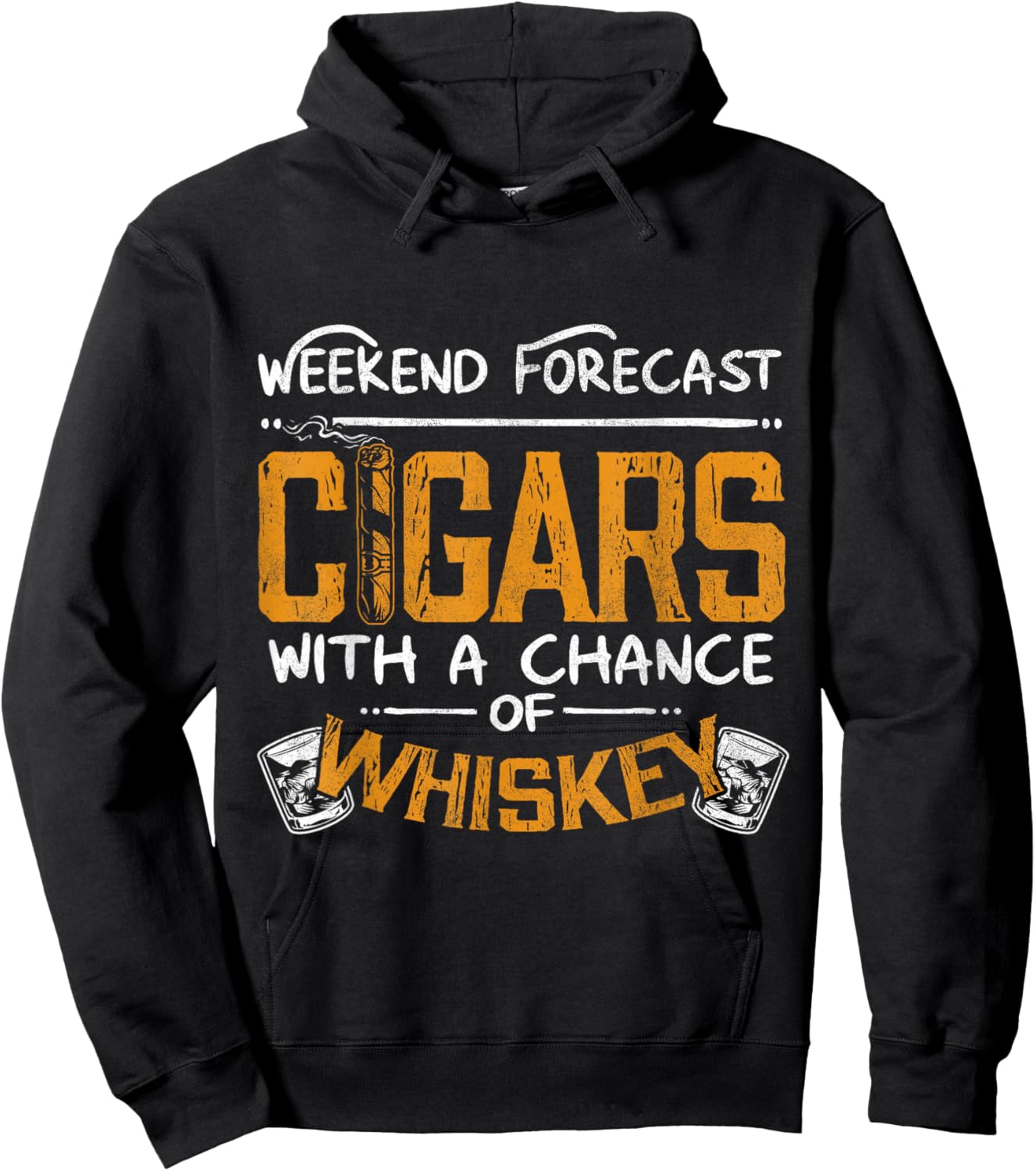 Funny Cigar and Whiskey Lover Graphic Women Men Cigar Fan Hoodie - Hoodie | Black