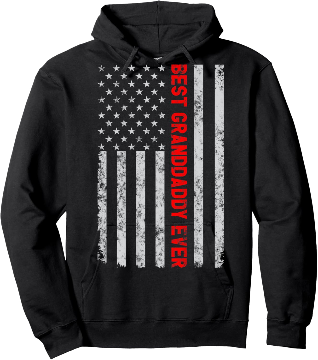 Best Granddaddy Ever Funny Fathers Day Vintage American Flag Women Men Hoodie - Hoodie | Black