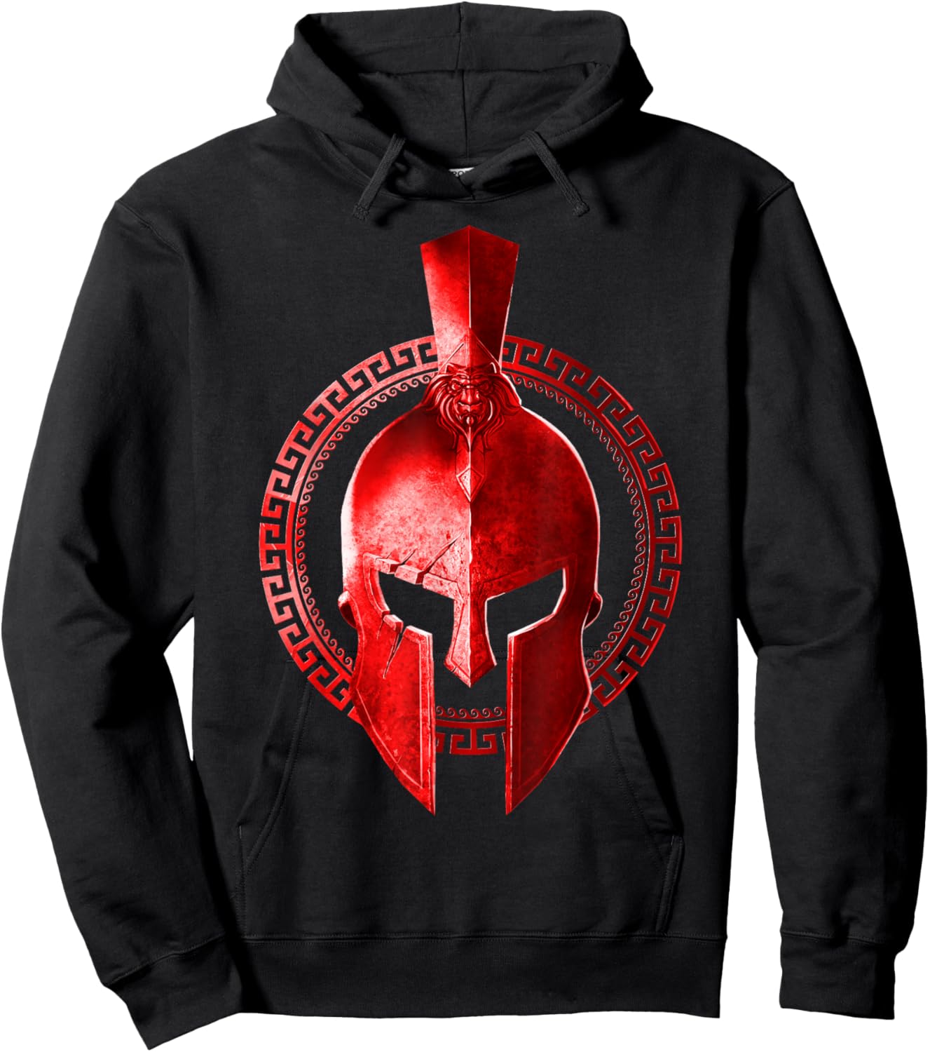 Spartan Helmet Gladiator Workout Gym Warrior Sparta Red Gift Hoodie - Hoodie | Black