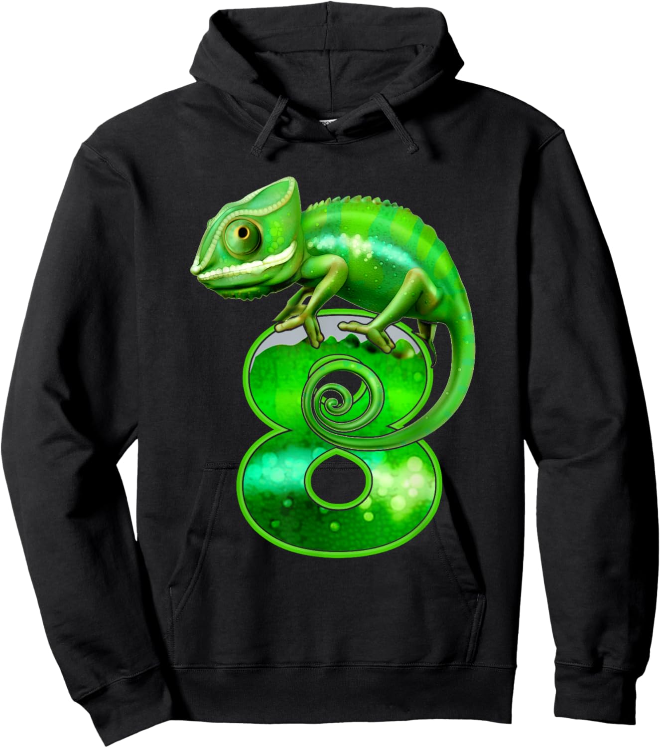 Kids 8 Years Old Lizard 8th Birthday Party Chameleon Hoodie - Hoodie | Black