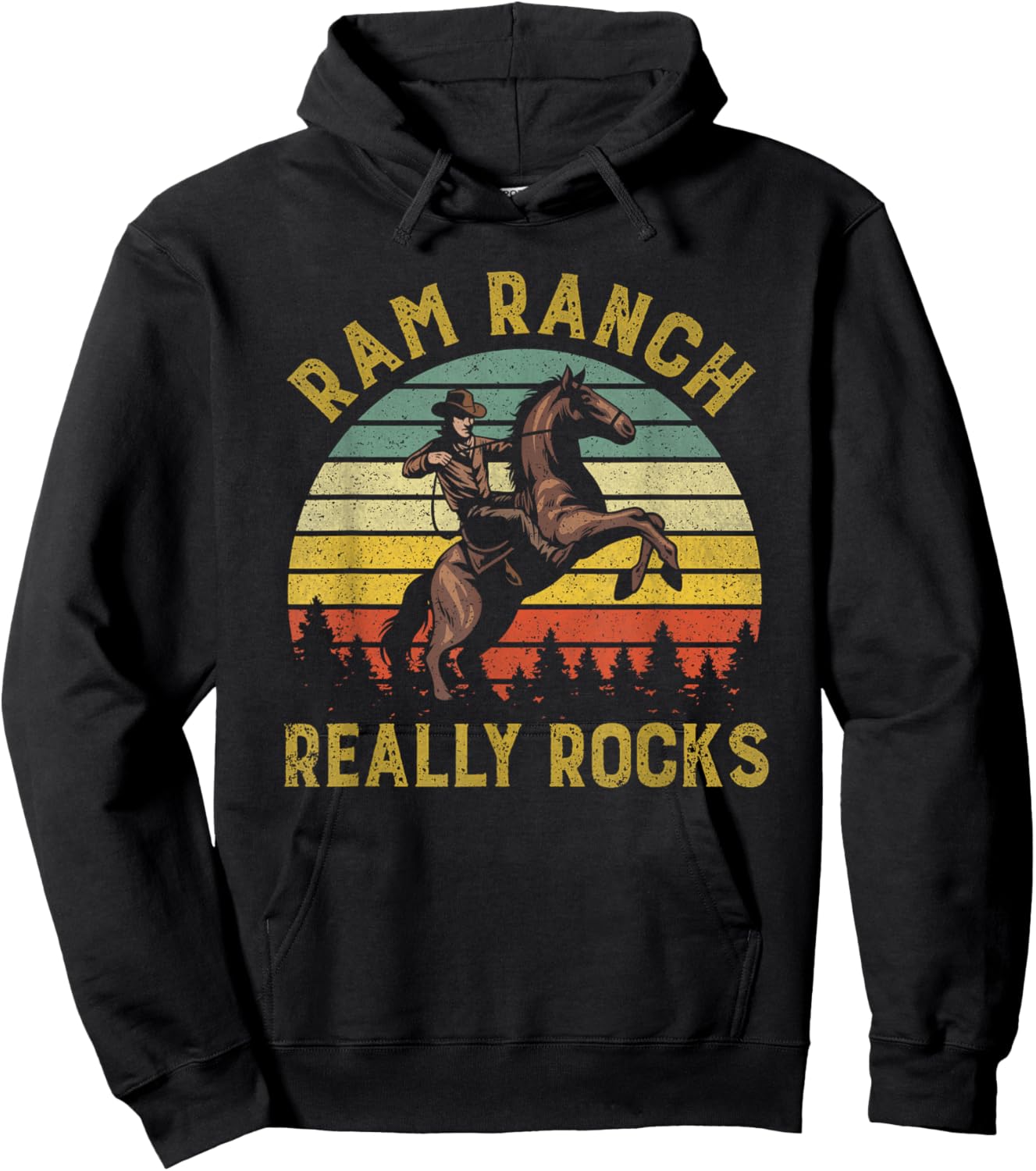 Ram Ranch Really Rocks Vintage Western Cowboy Country Lover Hoodie - Hoodie | Black