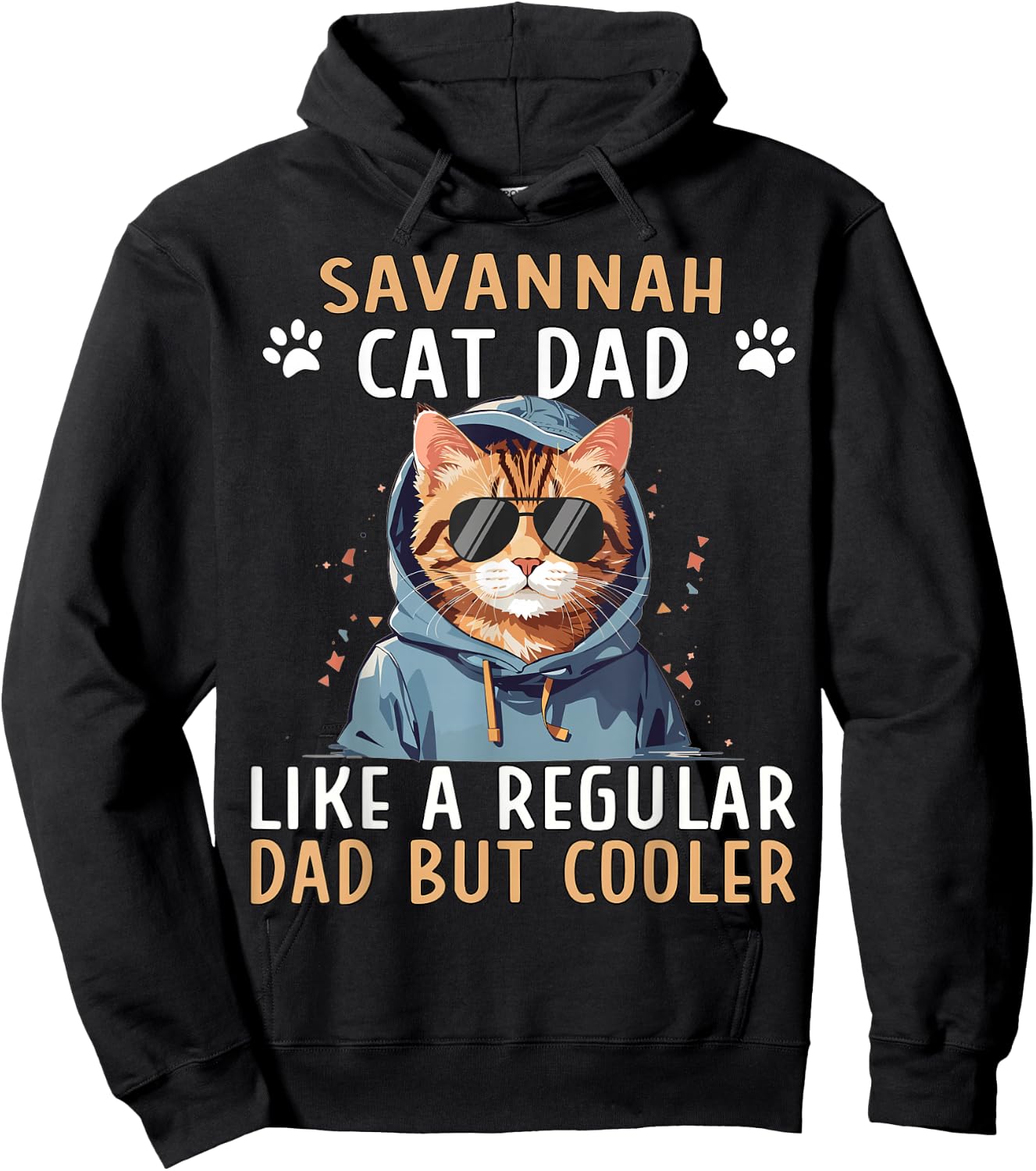 Serval Cat Dad Plush Items African Savannah Cat Hoodie - Hoodie | Black