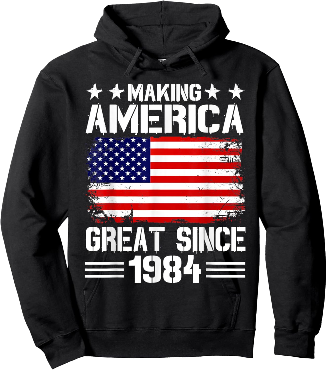 Making America Great Since 1984 Birthday Party American Flag Men Hoodie - Hoodie | Black