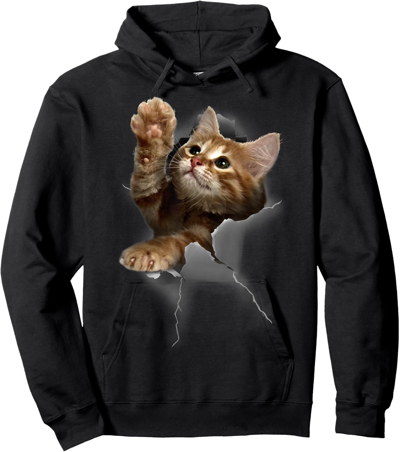 Lovely Kitten Cracked Wall Cats Shirt Gifts Hoodie - Hoodie | Black