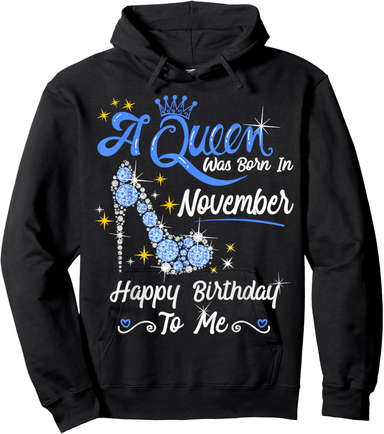A Queen was Born in November Queen Birthday Shirt Hoodie - Hoodie | Black