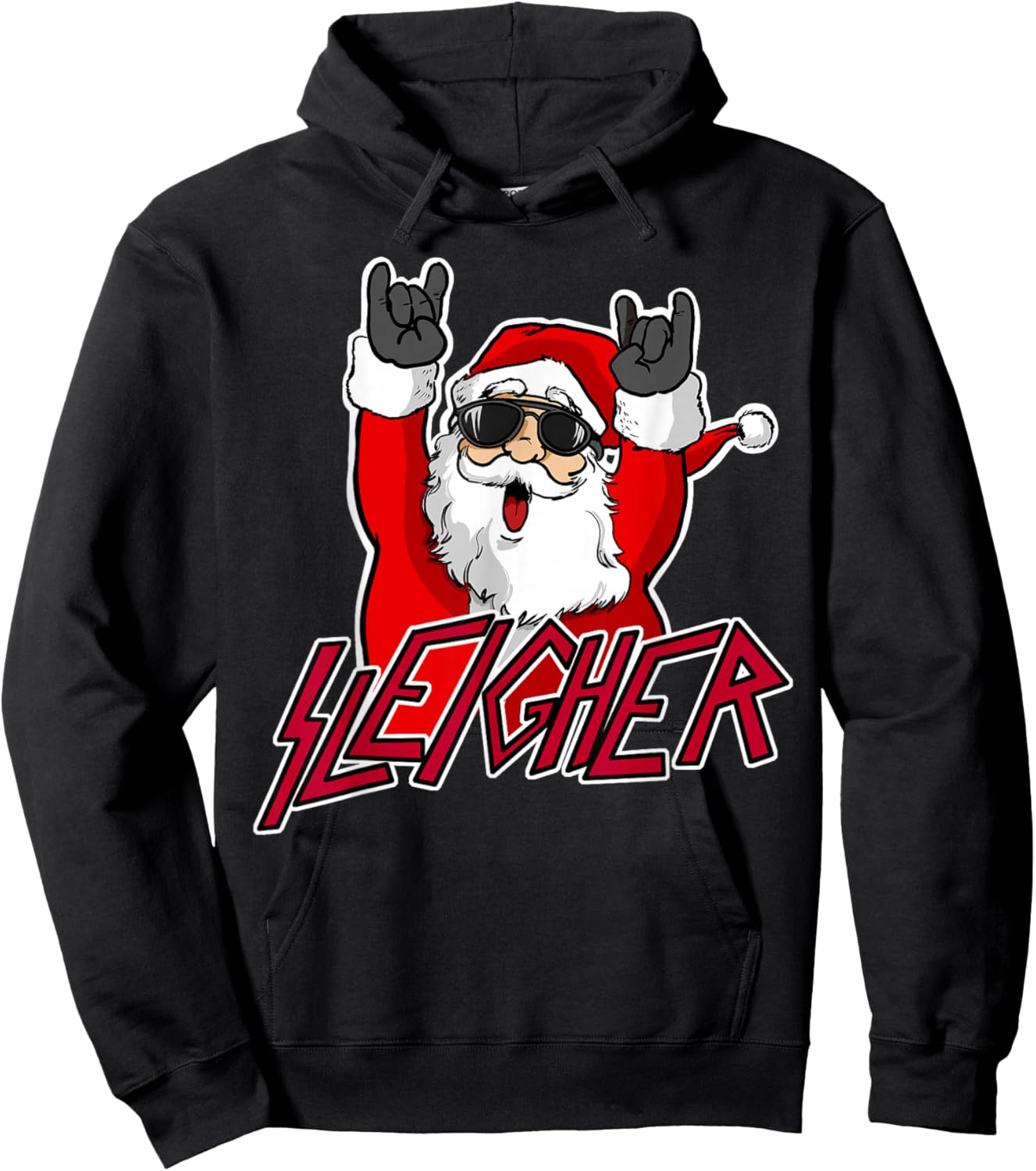 Sleigher Santa Claus Metal Christmas funny Hail Santa Hoodie - Hoodie | Black
