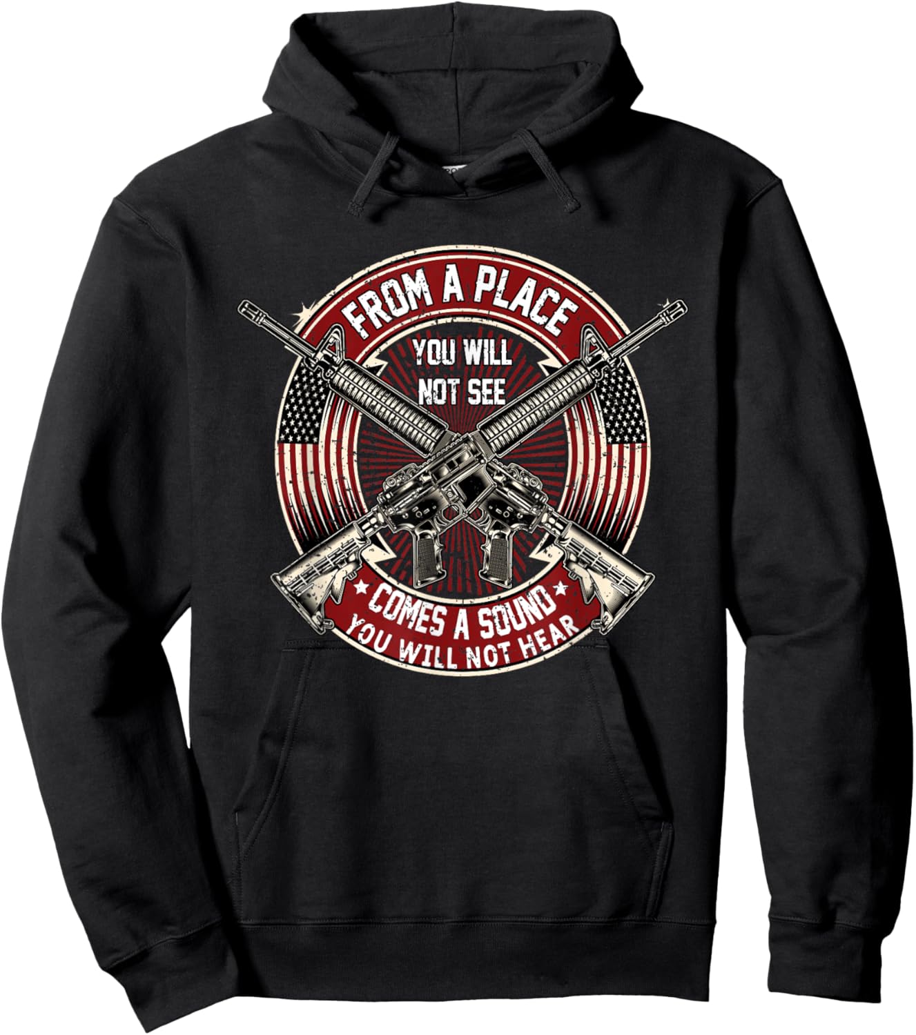 From A Place You Will Not See American Military Sharpshooter Hoodie - Hoodie | Black