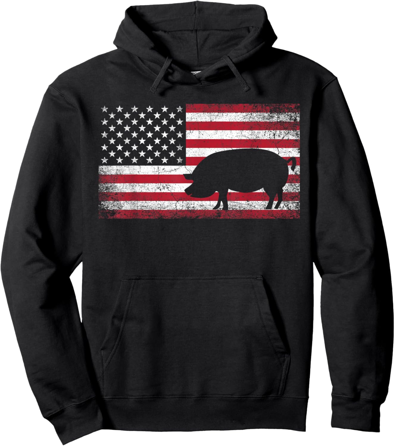 Pig Hog Farm Farmer 4th of July Shirt American Flag America Hoodie - Hoodie | Black