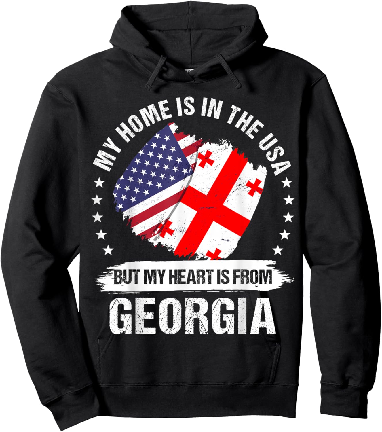 American Patriot Georgia Flag American Georgian Roots Hoodie - Hoodie | Black